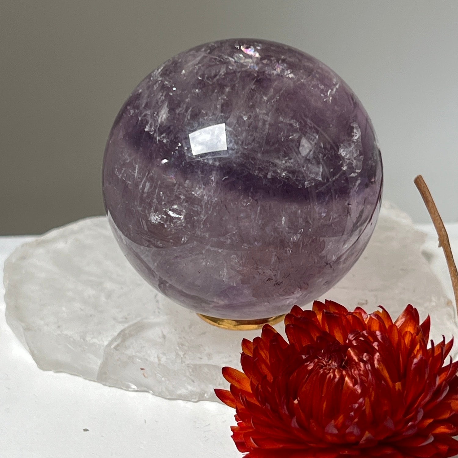 Amethyst for tranquility, spiritual protection, and wisdom.