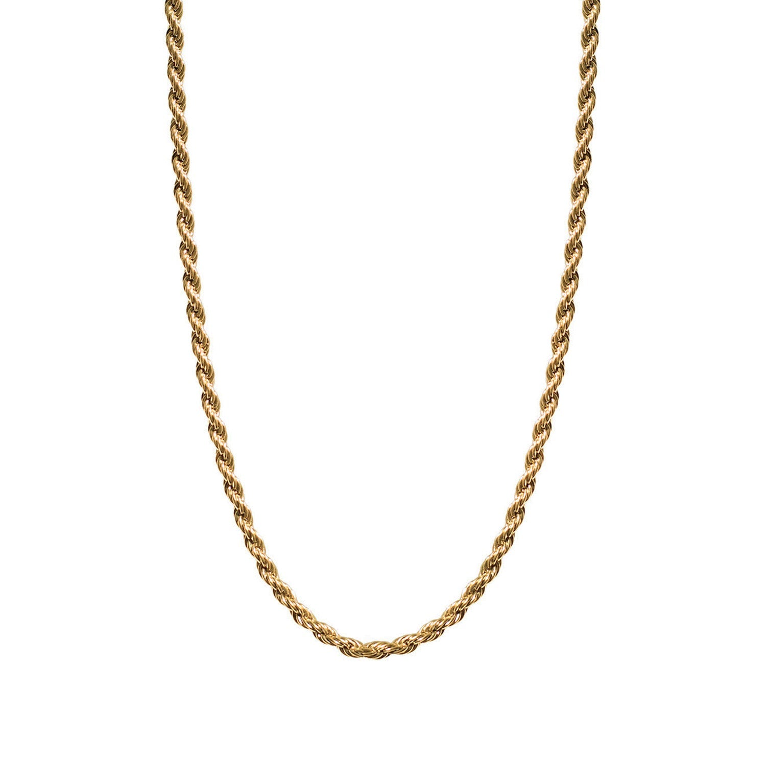 Elegant rope-style gold chain for women with a polished finish and classic twisted link design