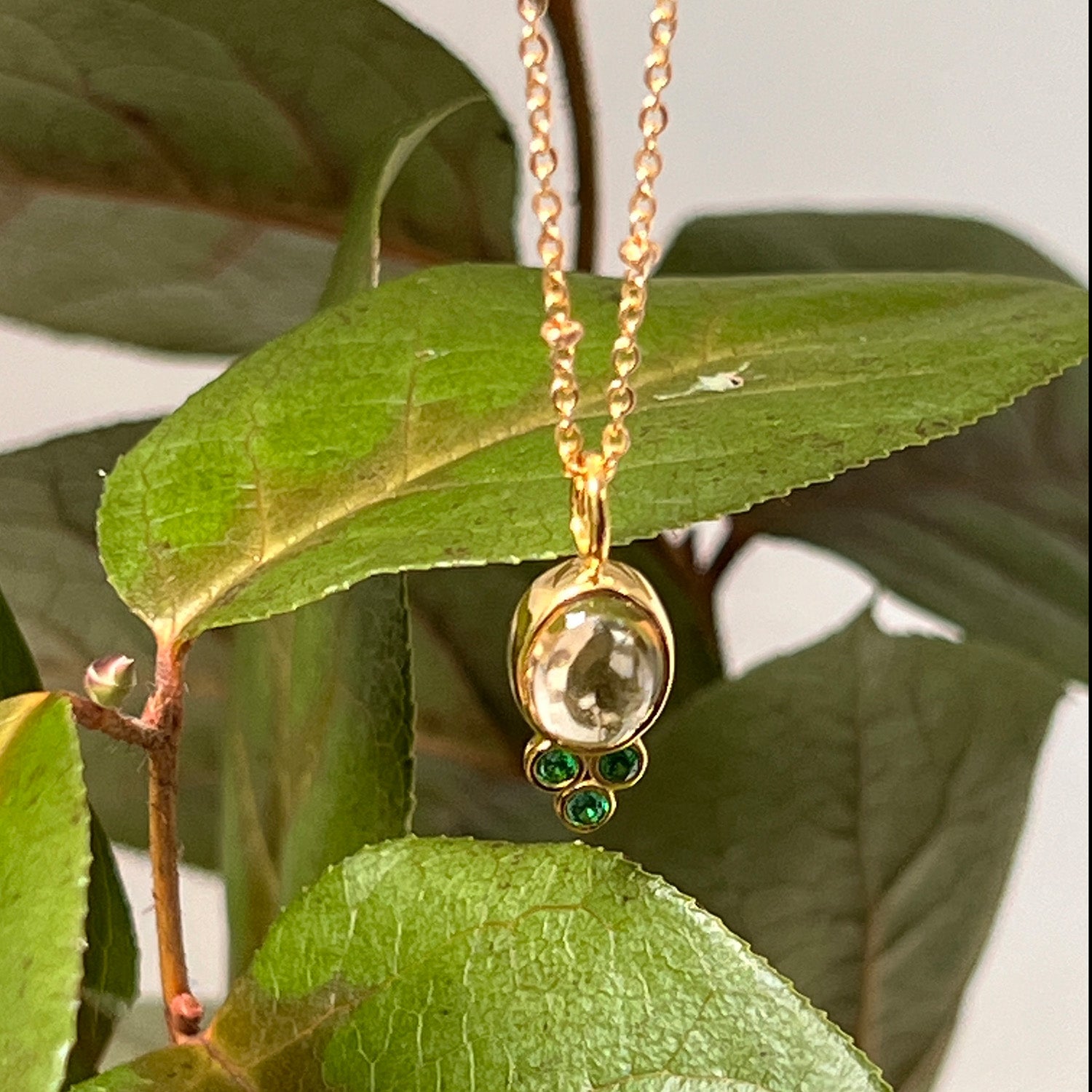 Lela Citrine & Green Zircon Necklace On Short Satellite Chain