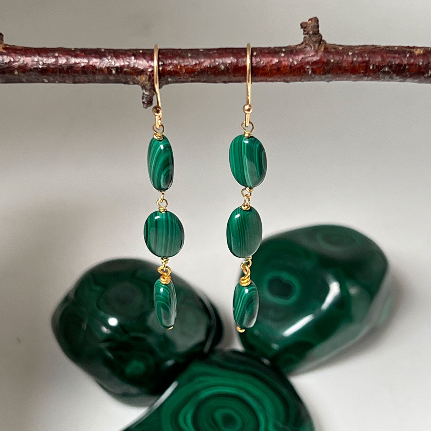 3 Malachite Earrings