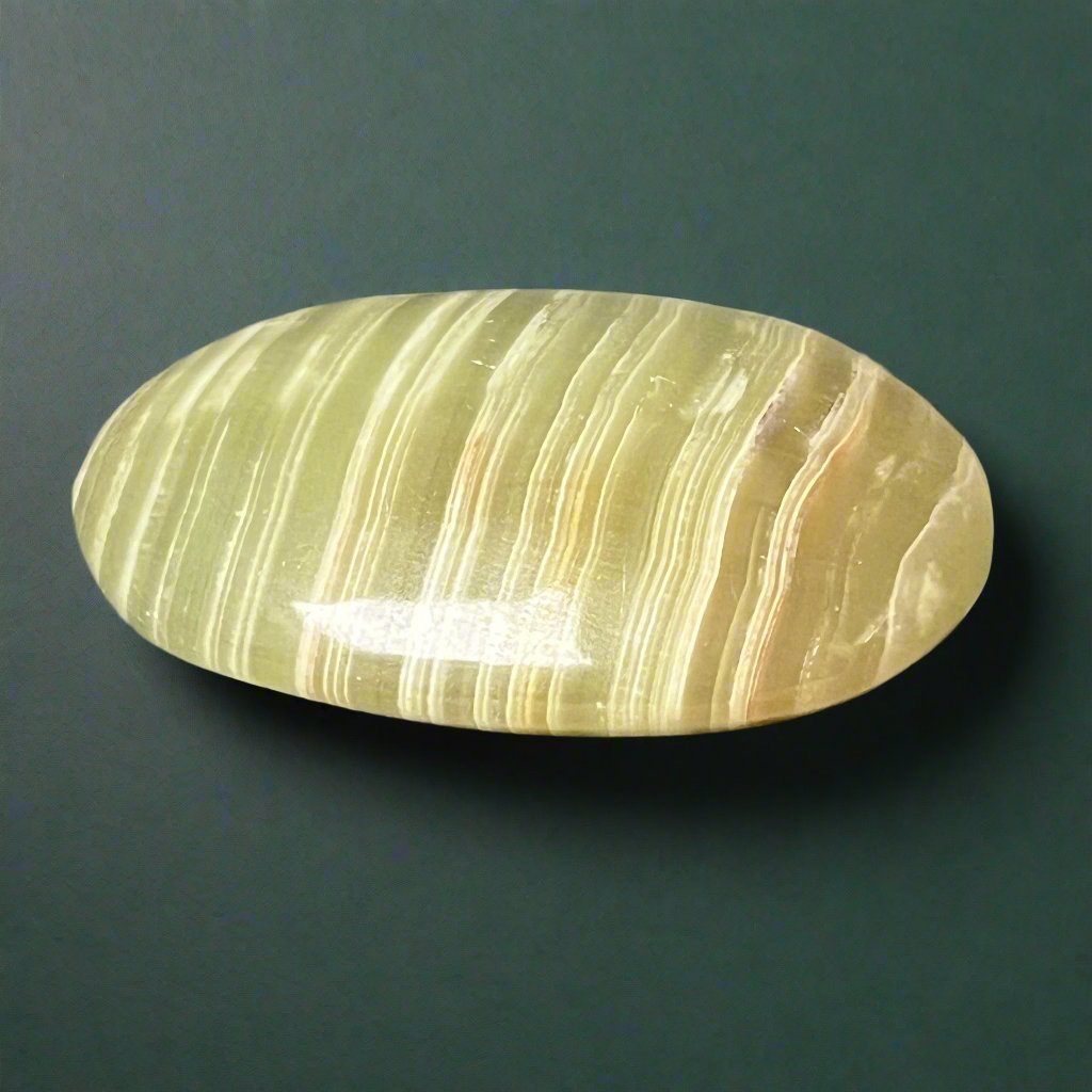 Unique Banded Calcite Green Palm stone