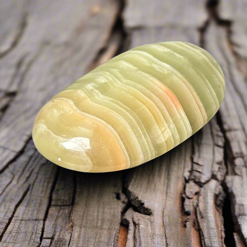 Unique Banded Calcite Green Palm stone