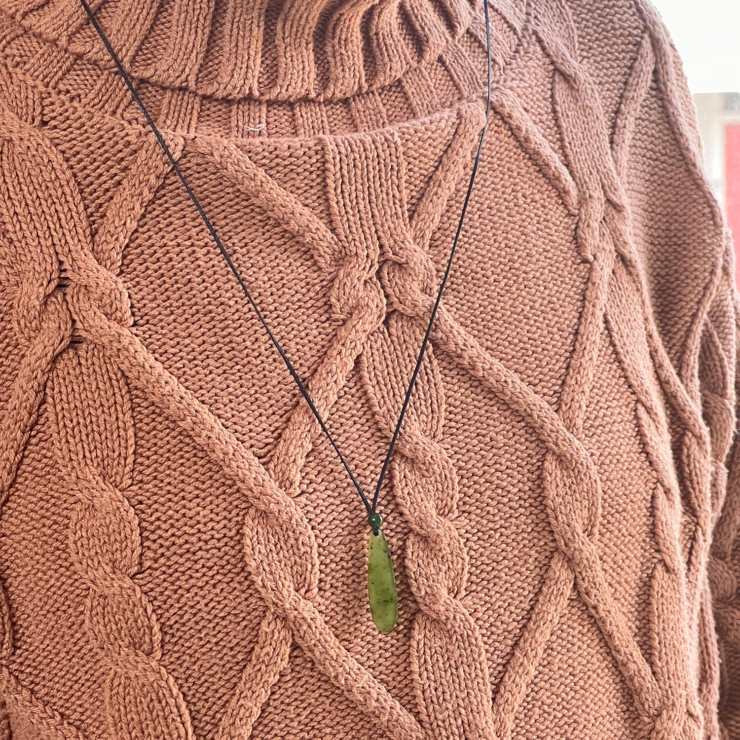 Small Alaskan Jade With A Jade Bead On Adjustable Cord