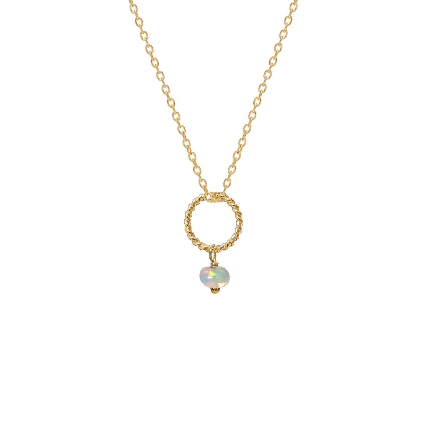 Alexis Opal Pendant on Short Simple Chain