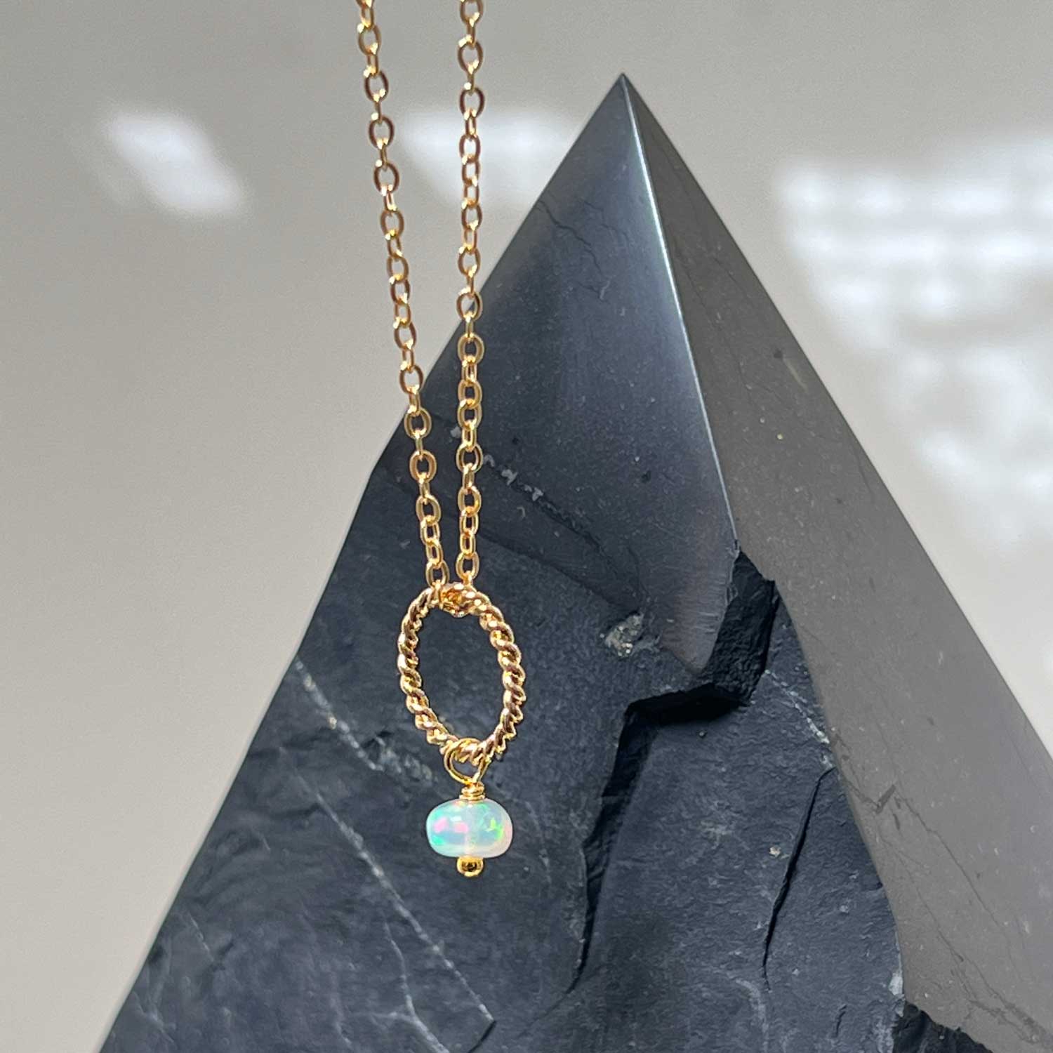 Alexis Opal Pendant on Short Simple Chain