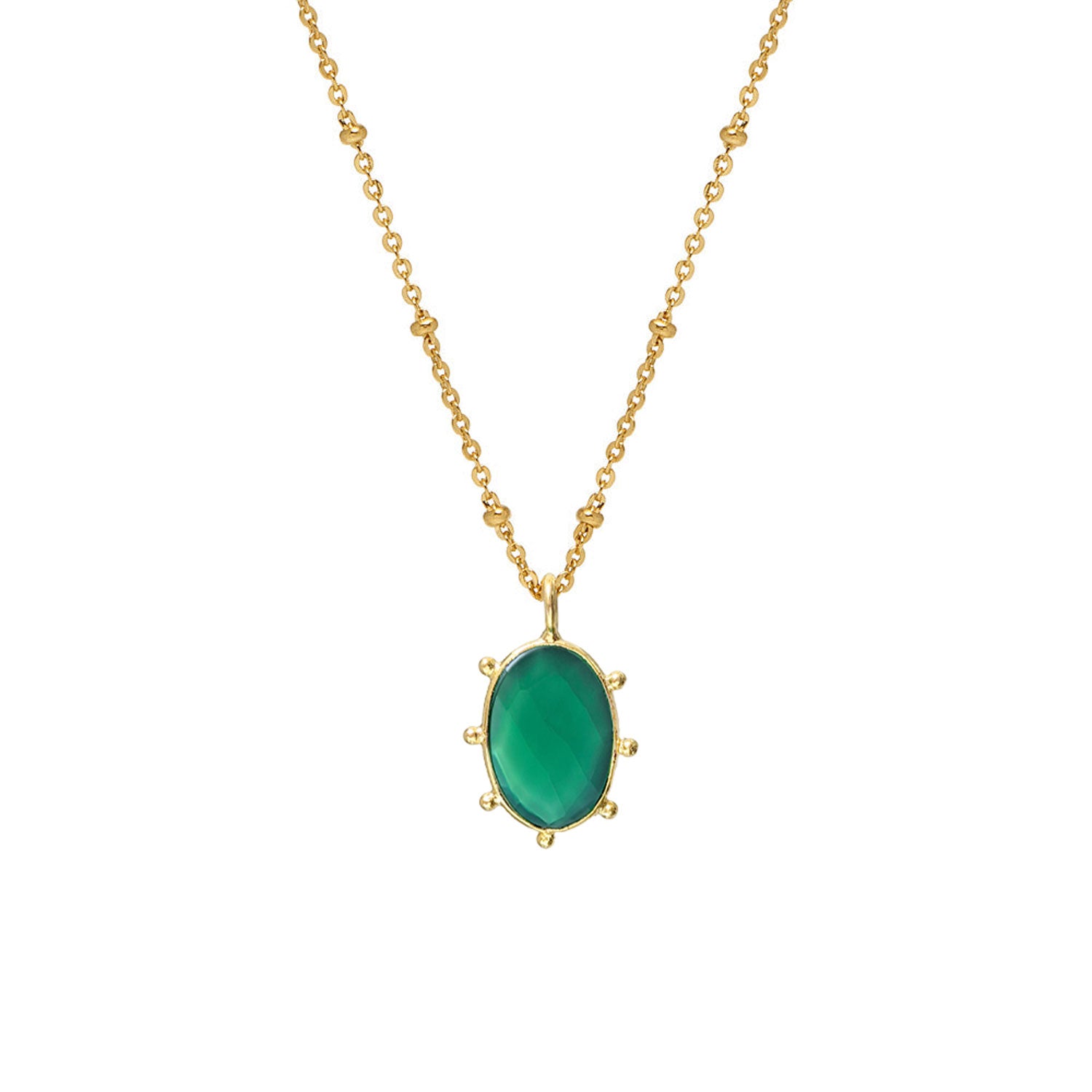 Astrid Green Onyx Pendant on Short Satellite Chain