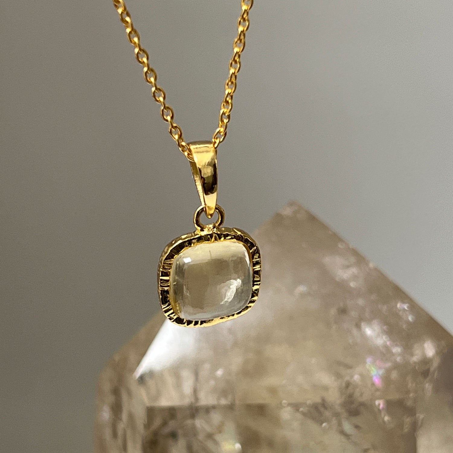 Aura Lemon Topaz Pendant on Short Simple Chain