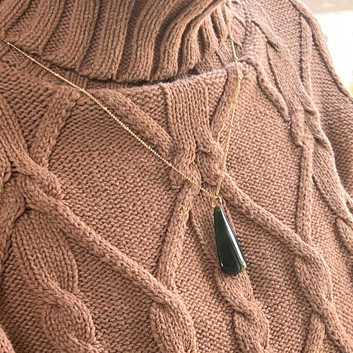 Medium Alaskan Jade On Biba Chain 60 cm