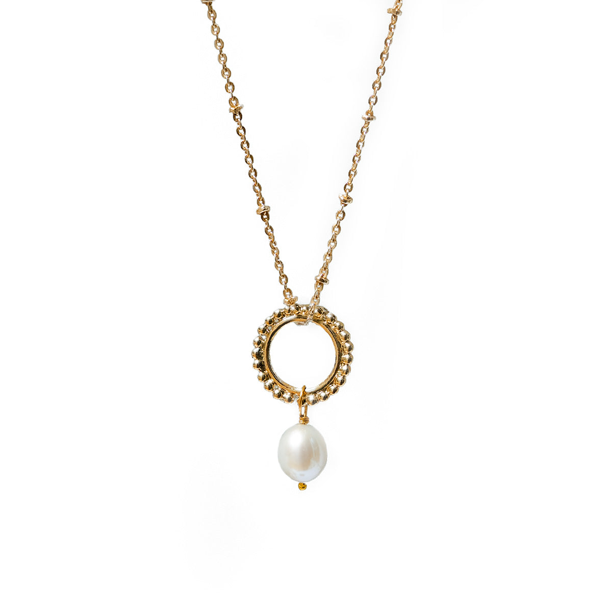 Beaded Hoop Penelope Pendant Necklace With Pearl