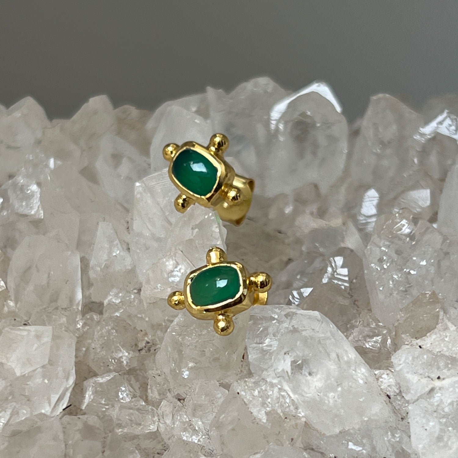 Beatriz Green Onyx Stud Earrings