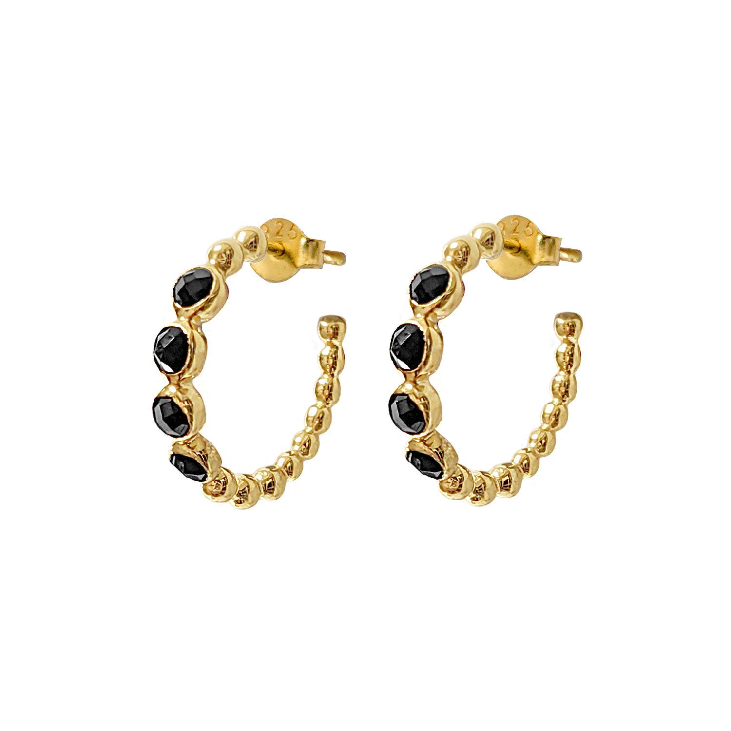 Bubble Black Onyx Earrings Vermeil