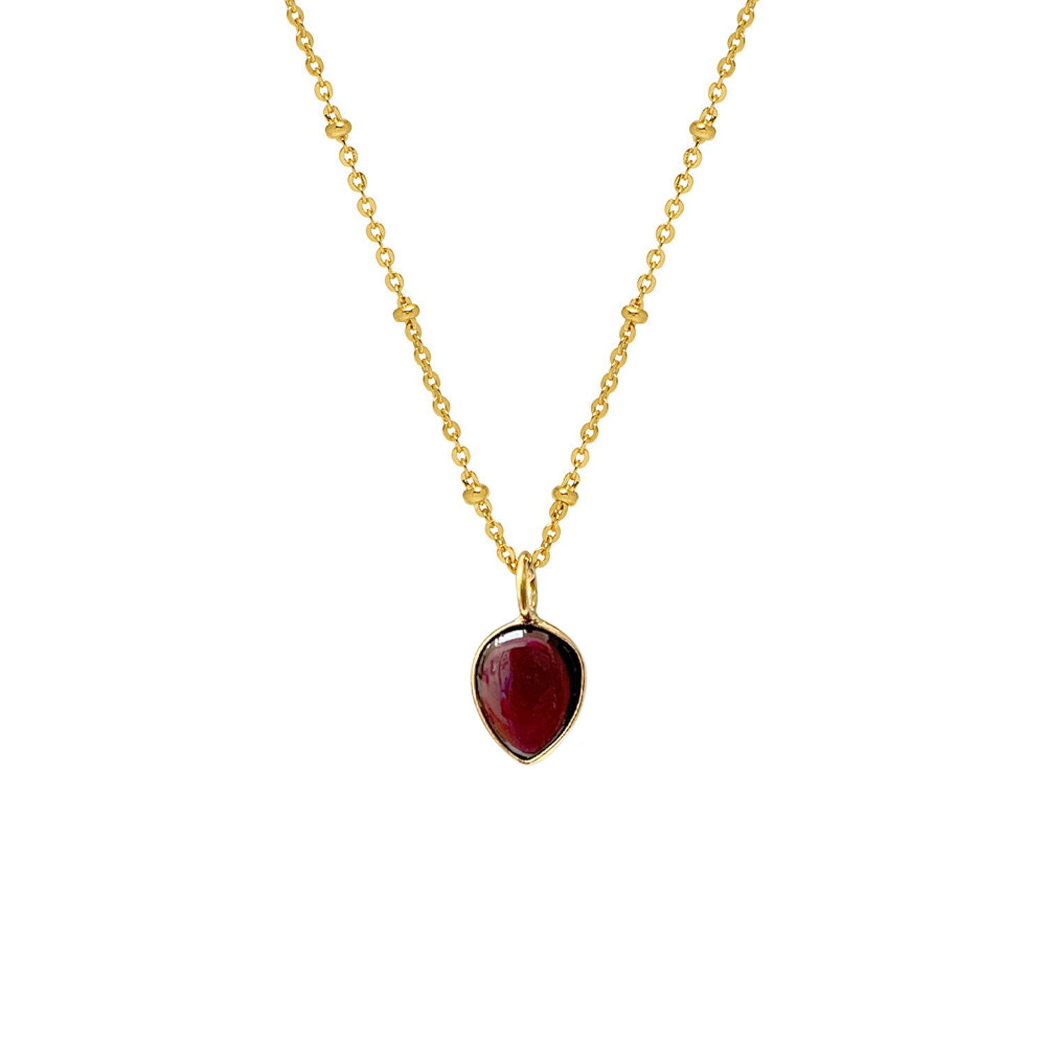 Julia Smooth Garnet Drop on Short Satellite Chain