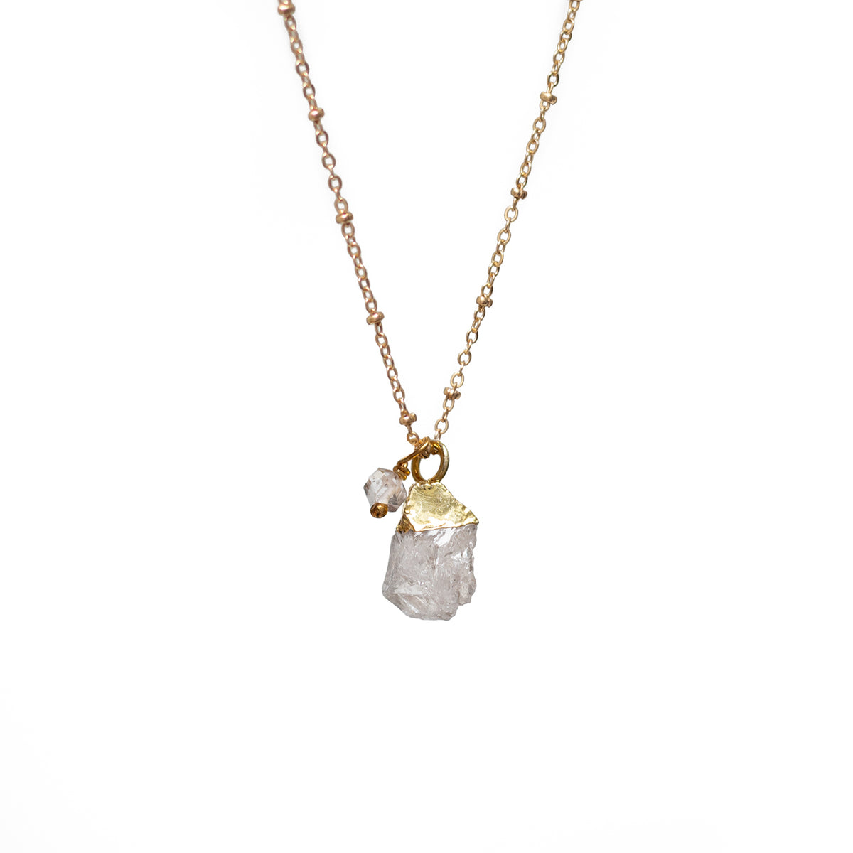 Raw Freeform Crystal Pendant with Small Herkimer Diamond