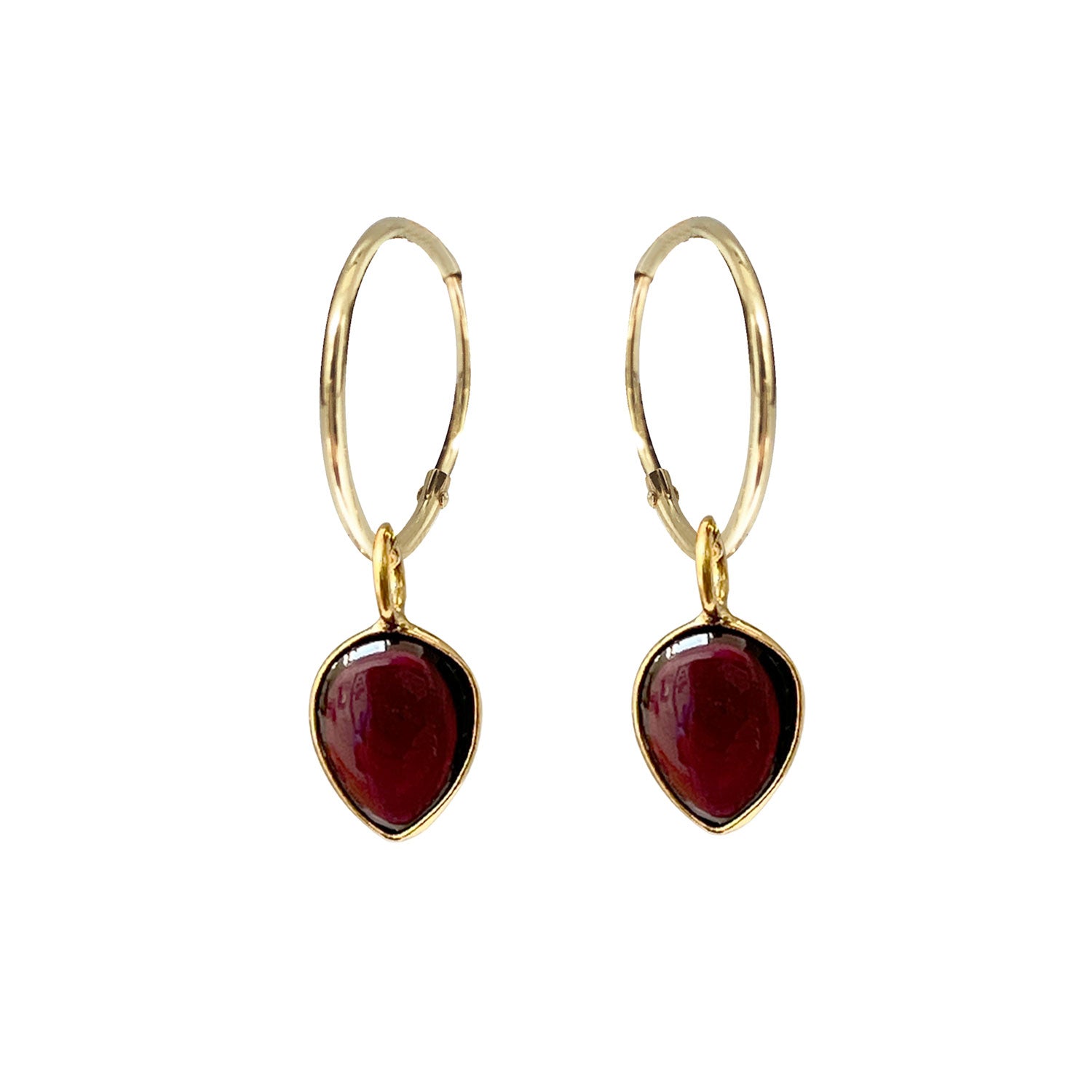 Cora Creole with Smooth Garnet Drop Earrings