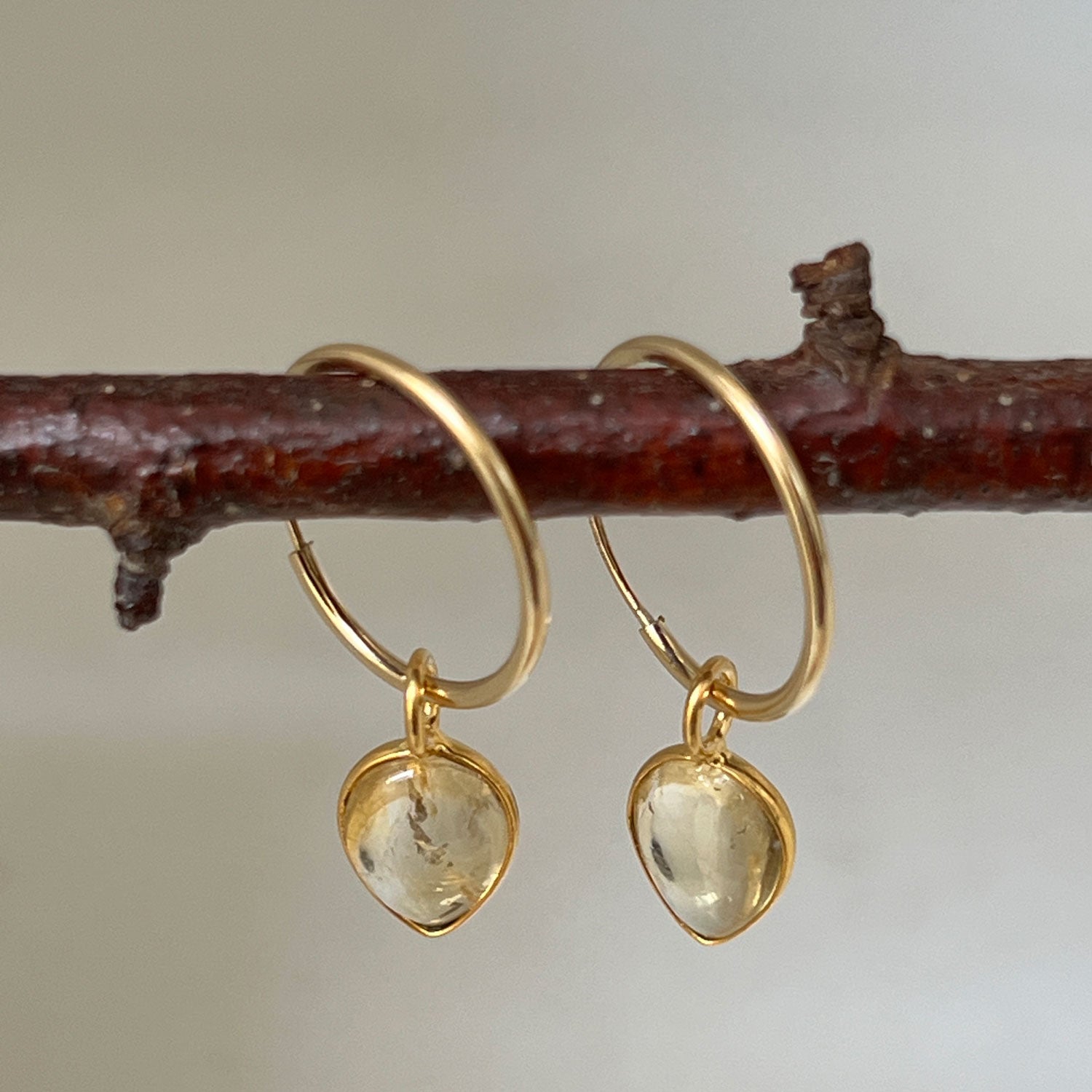 Cora Creole with Smooth Citrine Drop Earrings
