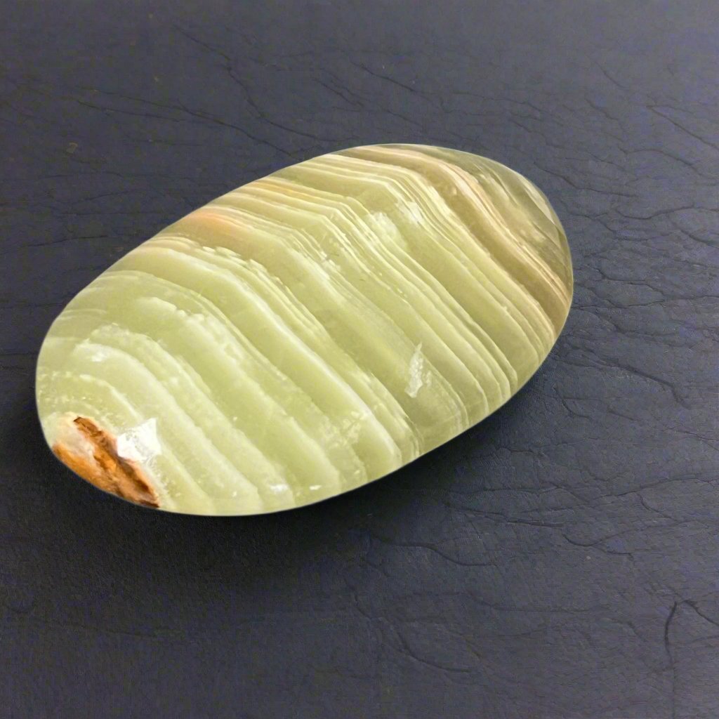 Unique Banded Calcite Green Palm stone