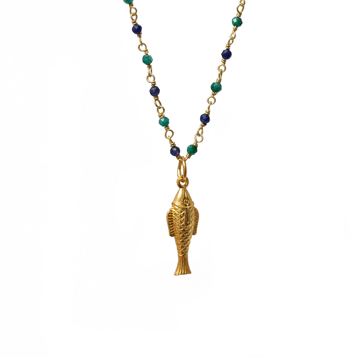 Celestial Fish on Long or short semi precious Rosary Chain