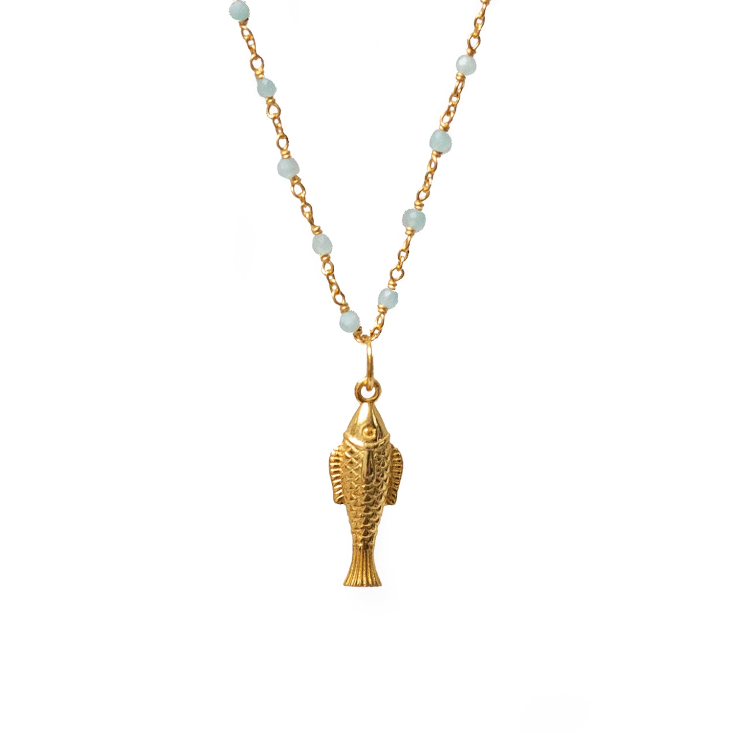 Celestial Fish on Long or short semi precious Rosary Chain