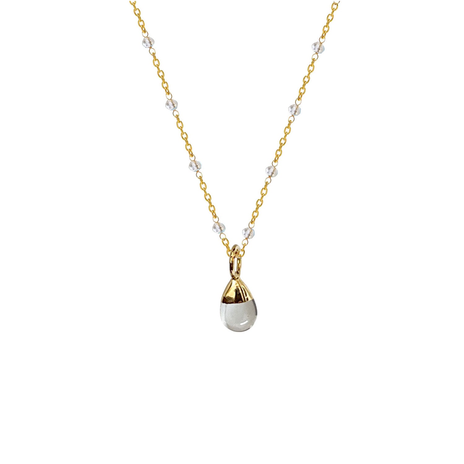 Fancy Rock Crystal Rosary with Smooth Rock Crystal Drop