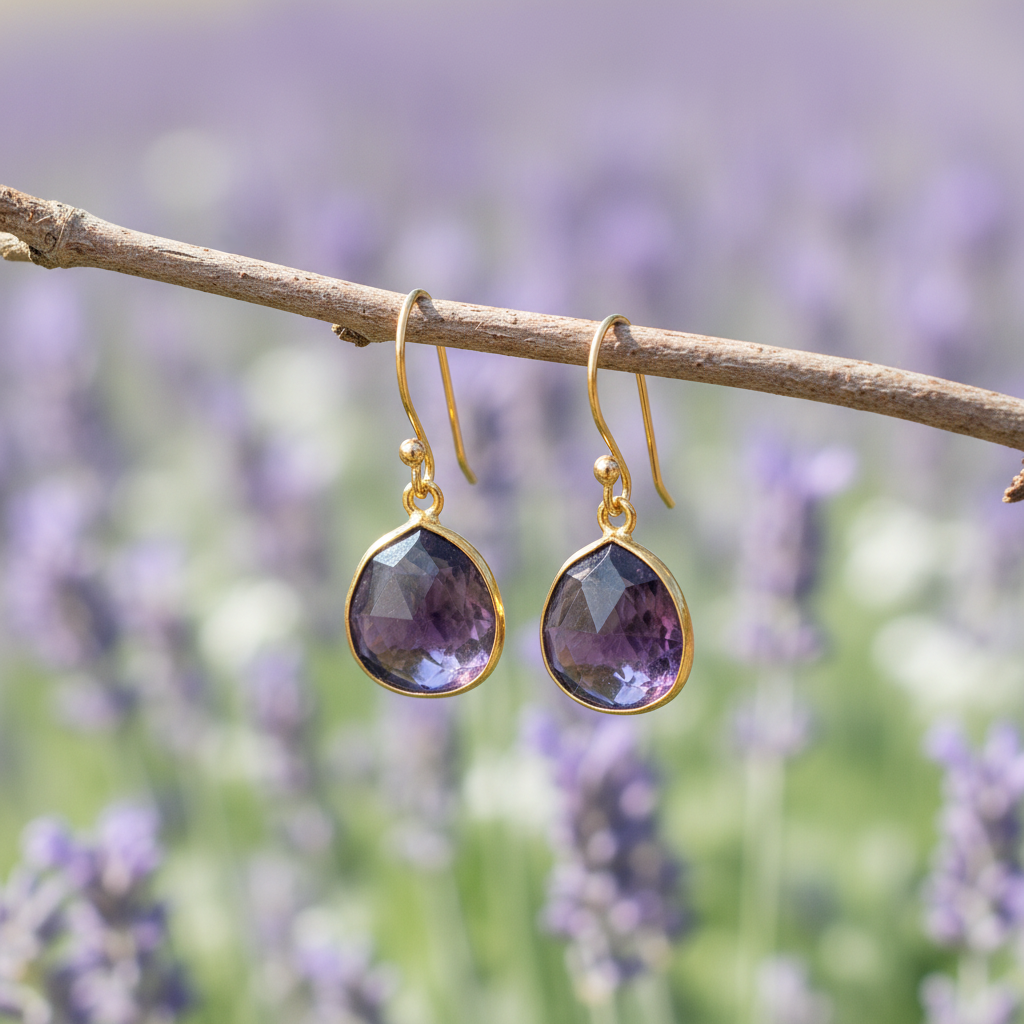 Freeform Medium Amethyst Earrings