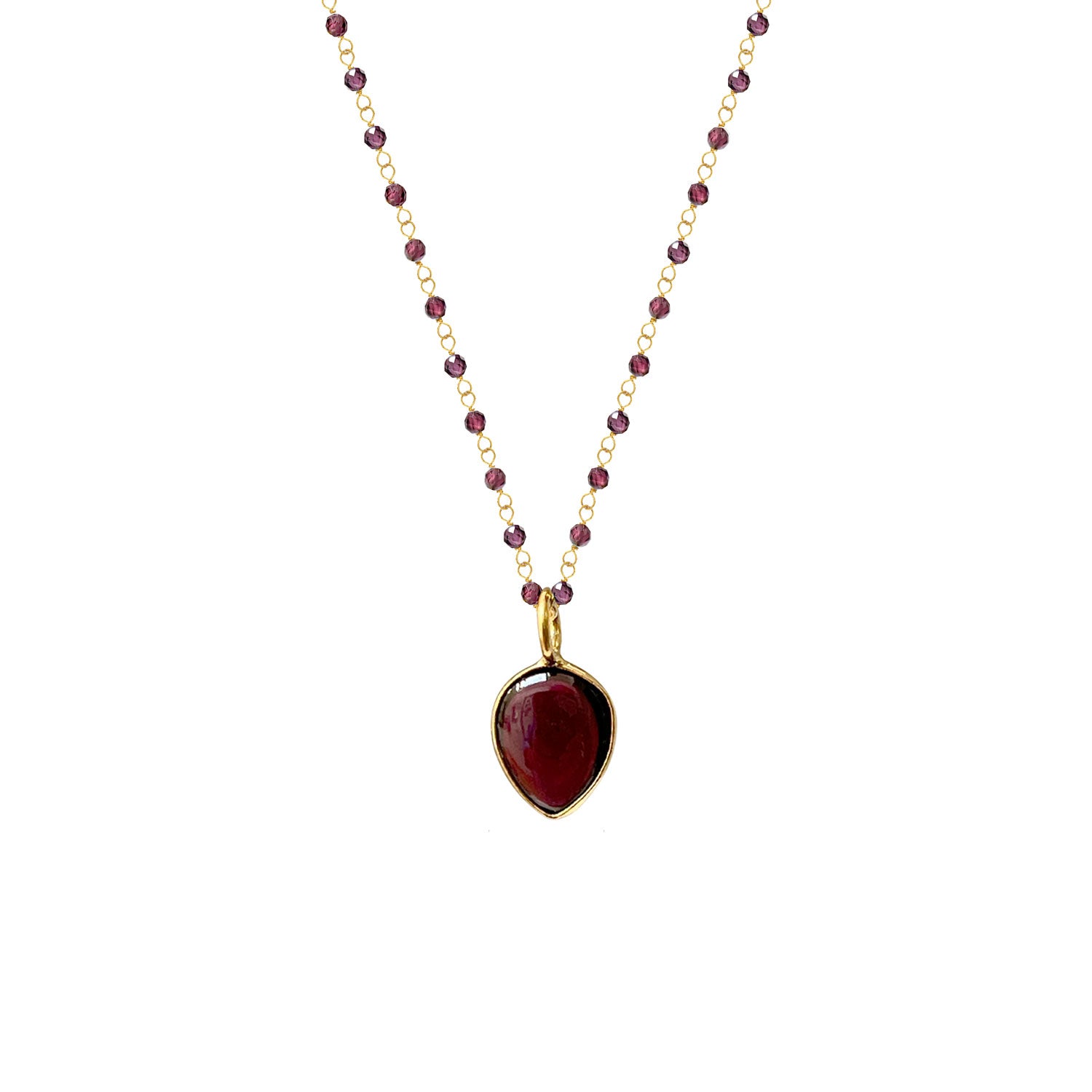 Julia Drop Cabochon Garnet on Short Rosary