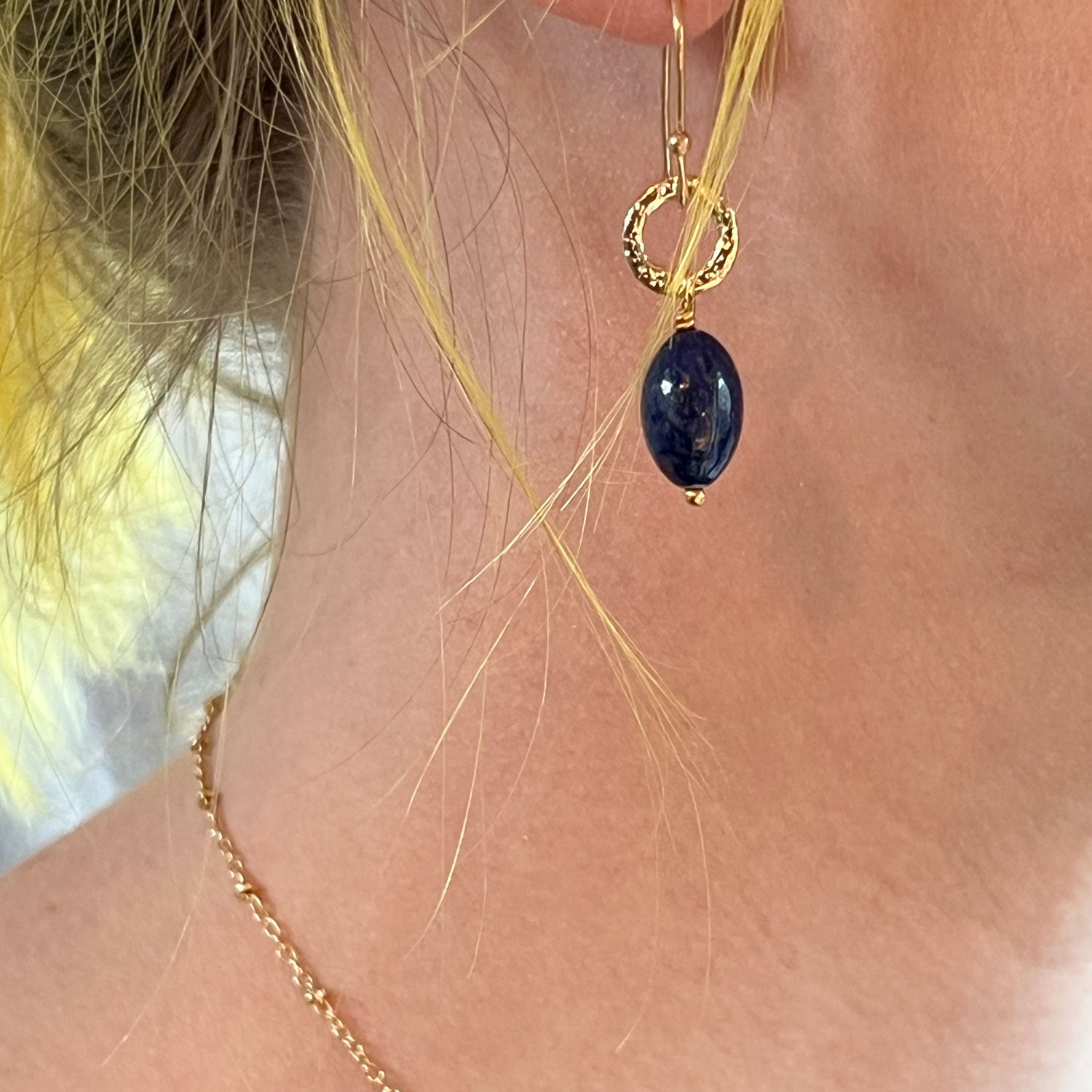 Gita Oval Lapis Lazuli Drop Earrings