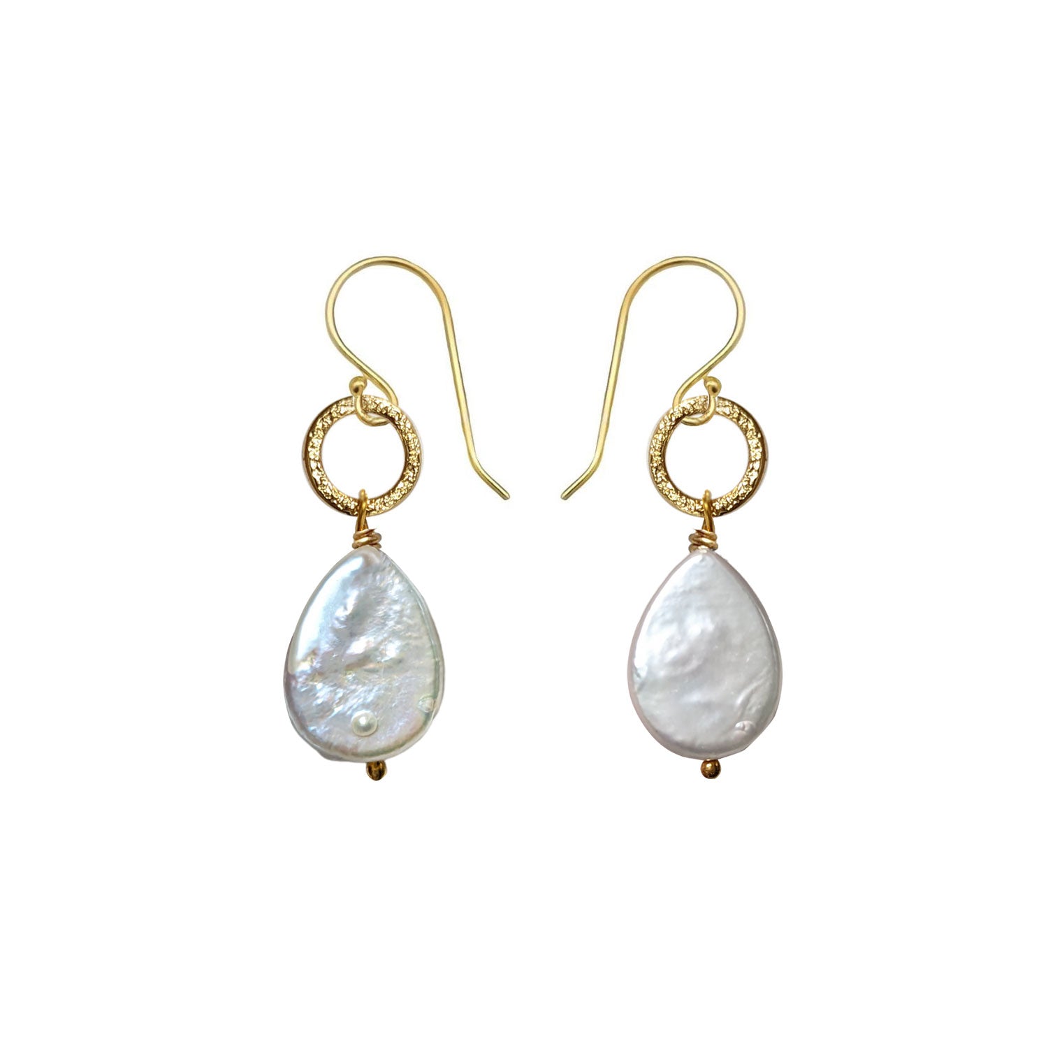 Gita Flat Teardrop Pearl Earrings