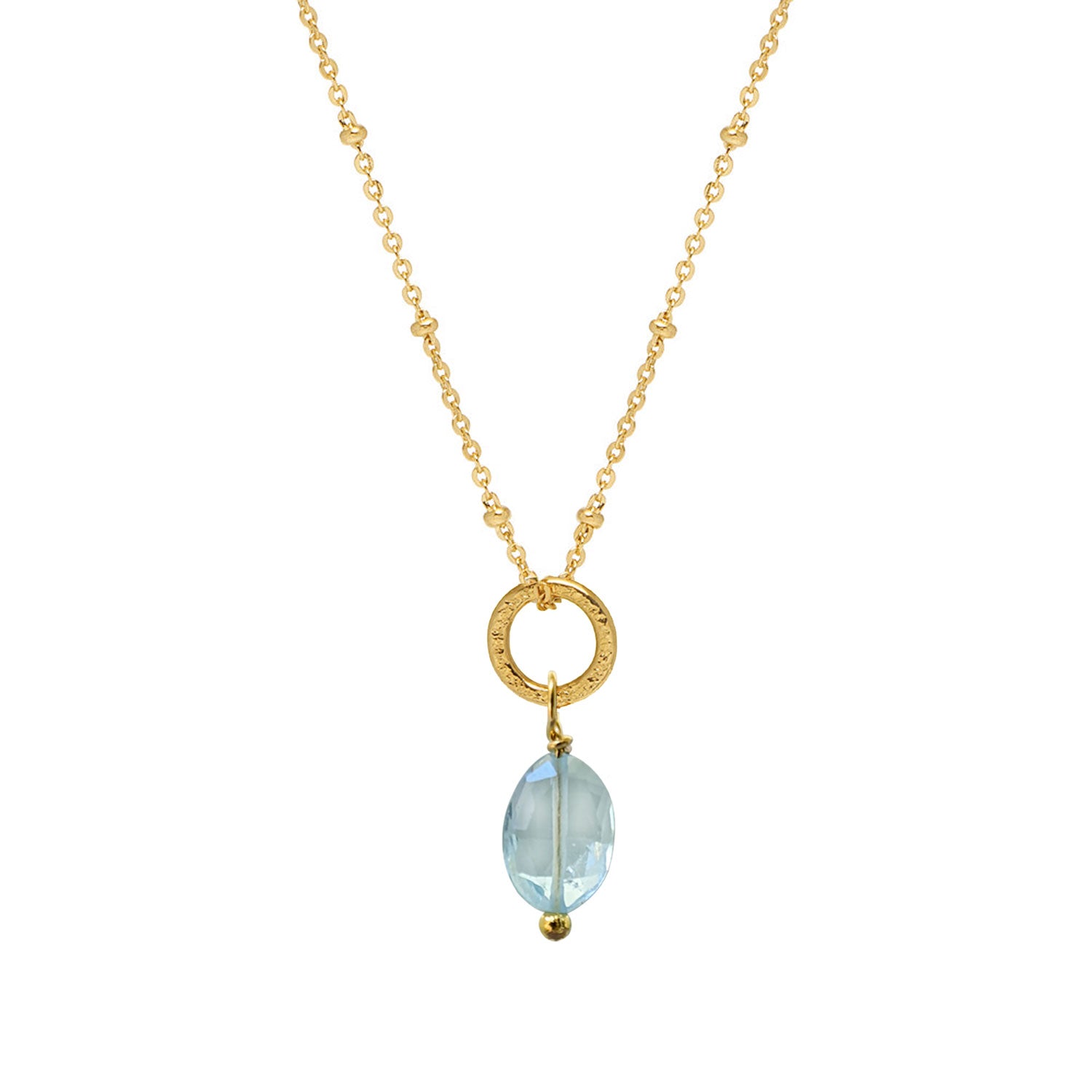 Gita Pendant Blue Topaz on Short Satellite Chain