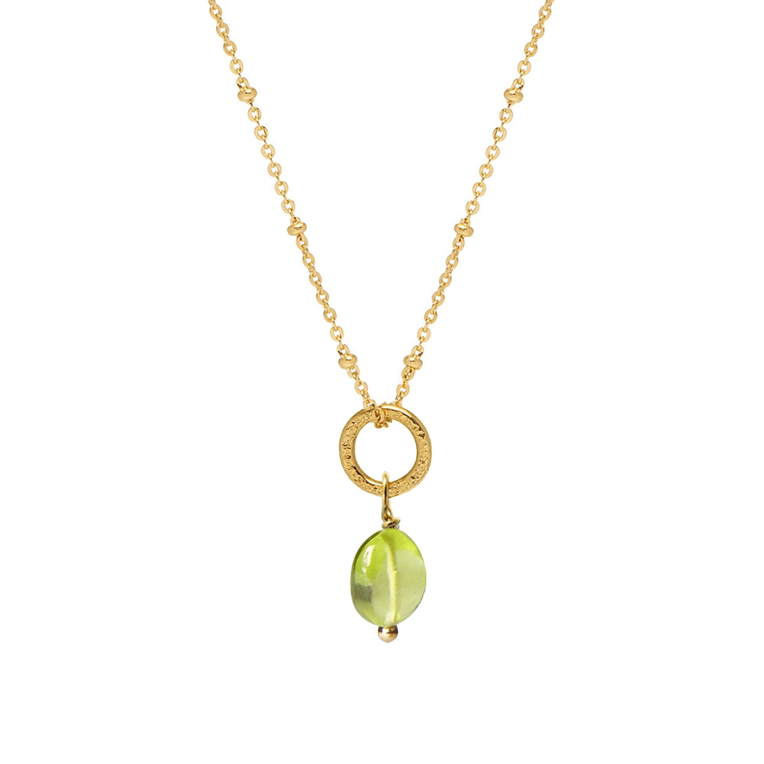 Gita Pendant Peridot on Short Satellite Chain