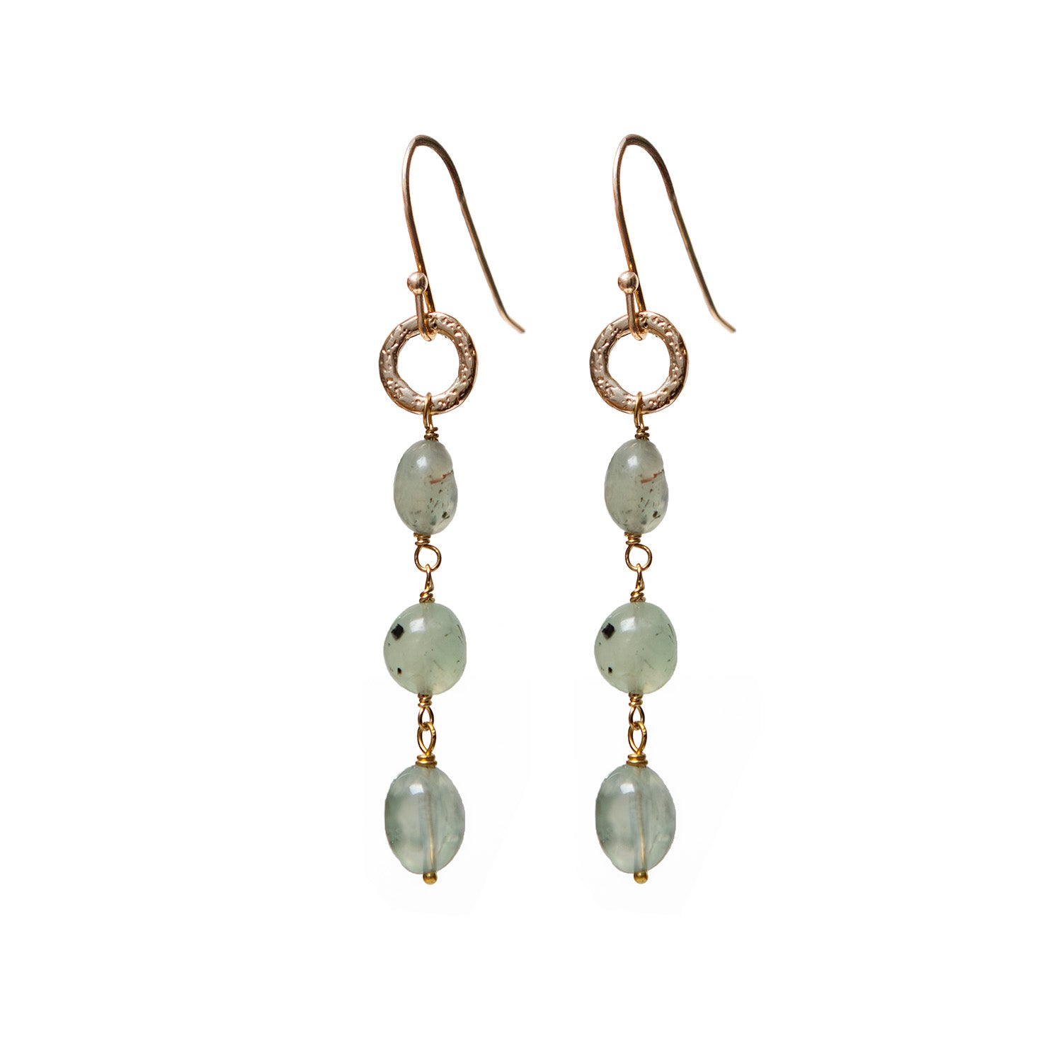 Gita Prehnite Three Stone Drop Earrings