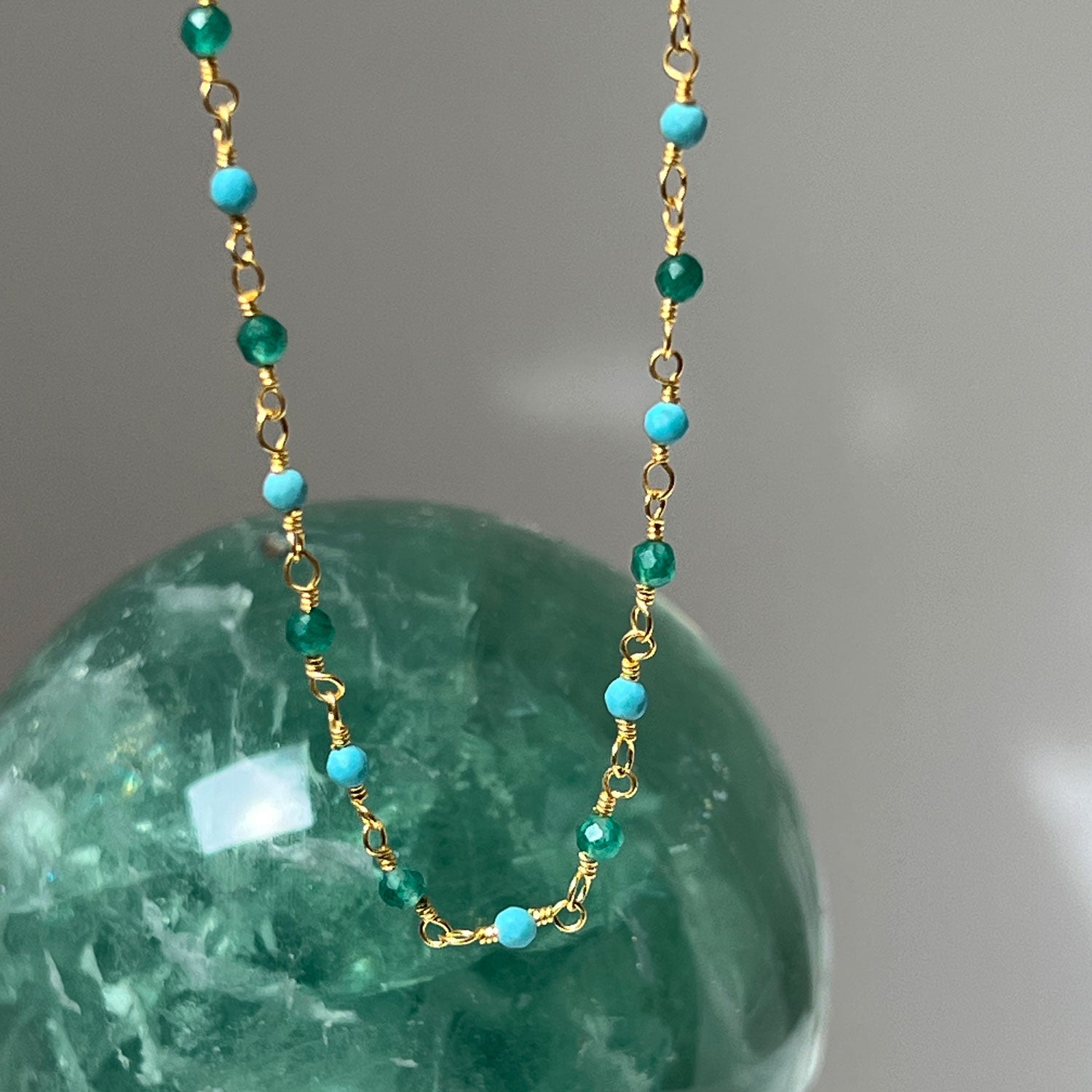 Howlite Turquoise Rosary Chain - Short