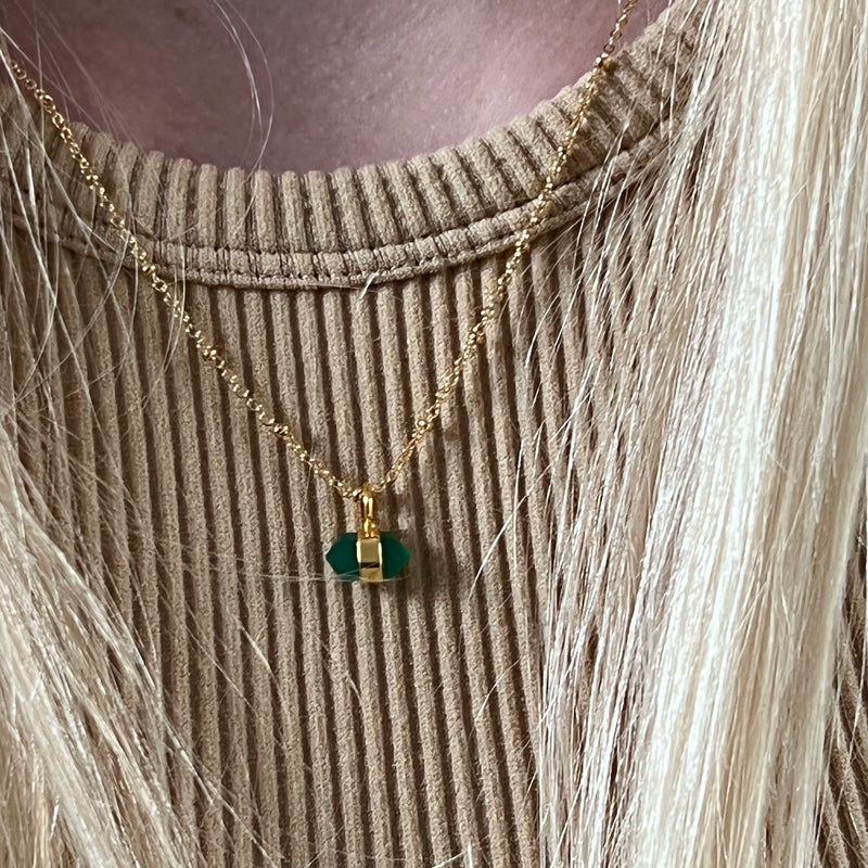 Horizontal Mini Double Point Labradorite Pendant