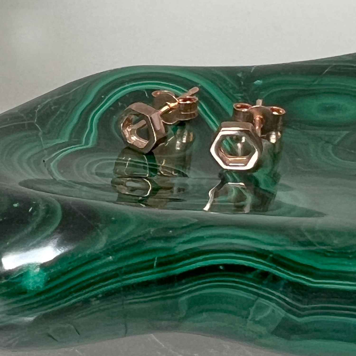 9ct Rose Gold Hexagon Studs