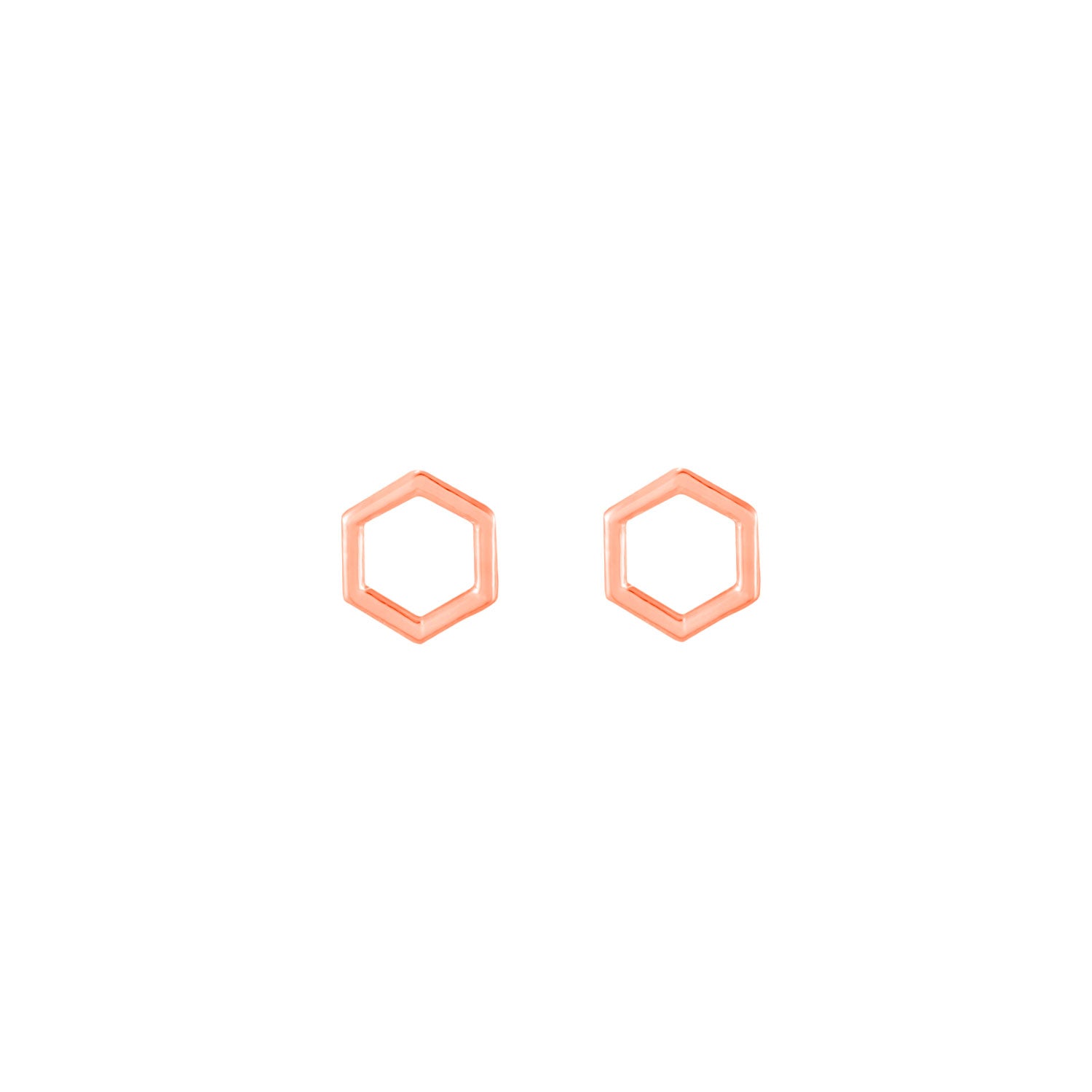9ct Rose Gold Hexagon Studs