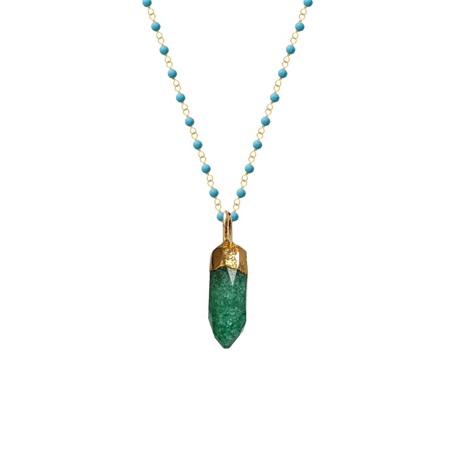 Howlite Turquoise Rosary with Jade Mini Point Pendant