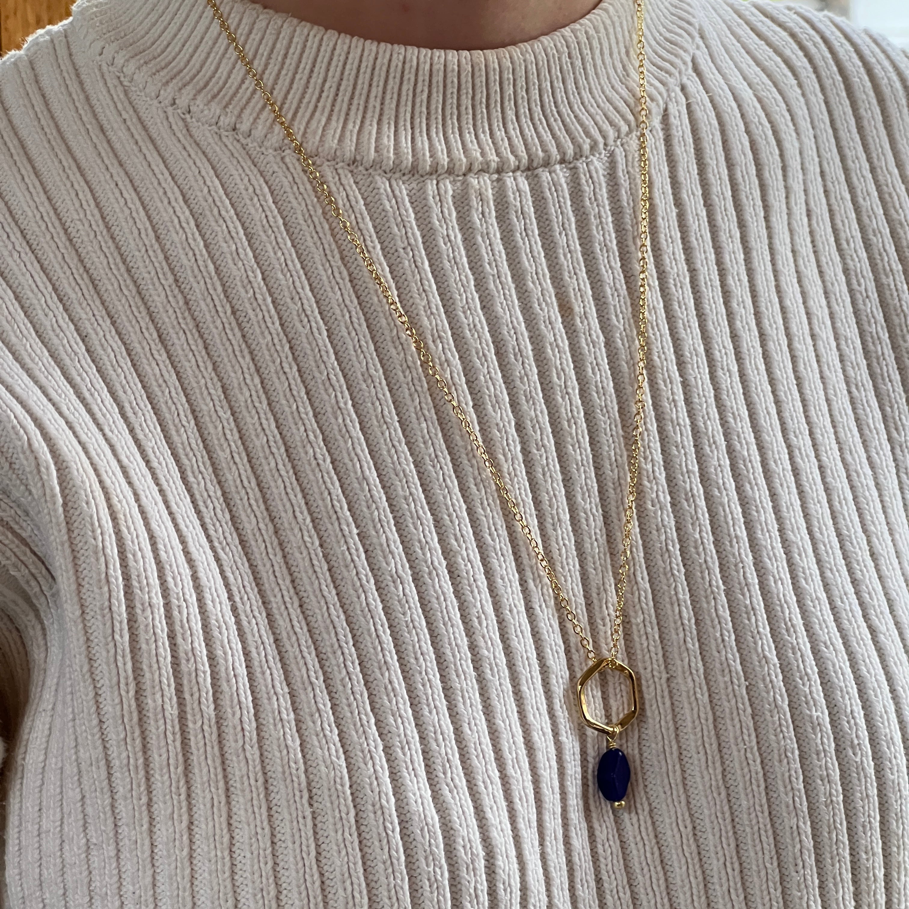 Hexagon Pendant with Indigo Recycled glass