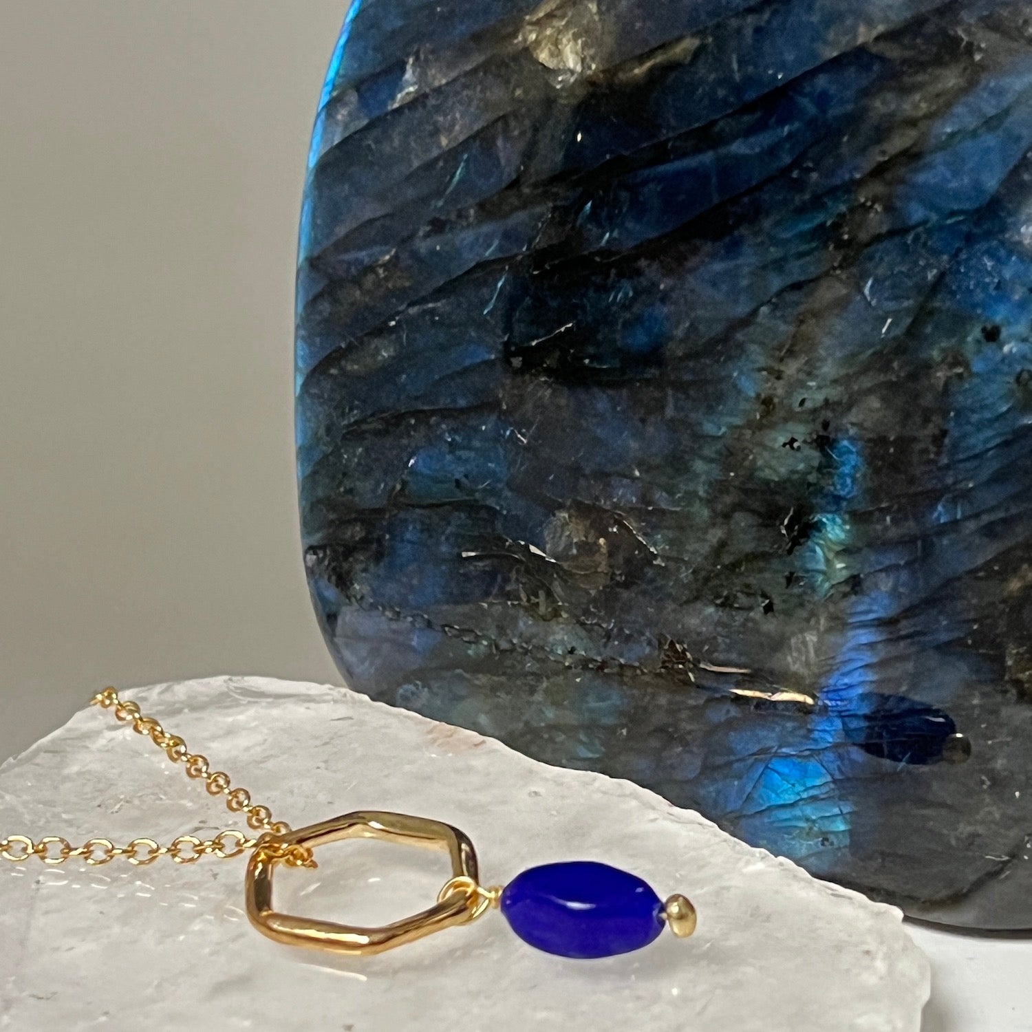 Hexagon Pendant with Indigo Recycled glass