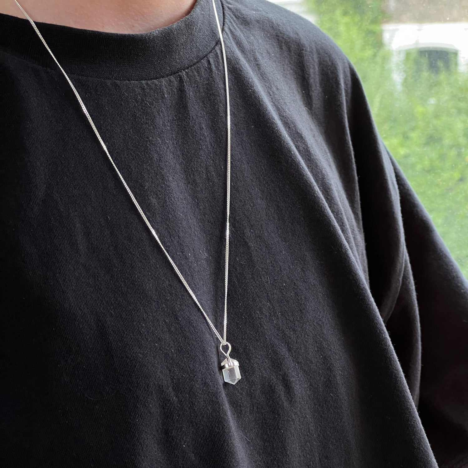 Rock Crystal Double Mini Point Bridge Set On Sterling Silver