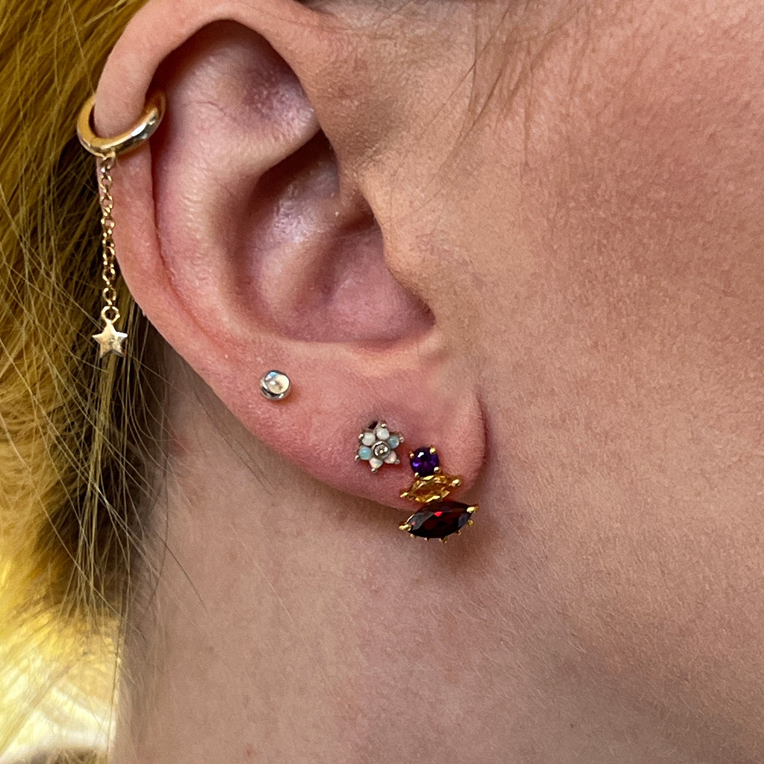 Trinity Garnet, Citrine & Amethyst on Vermeil Studs