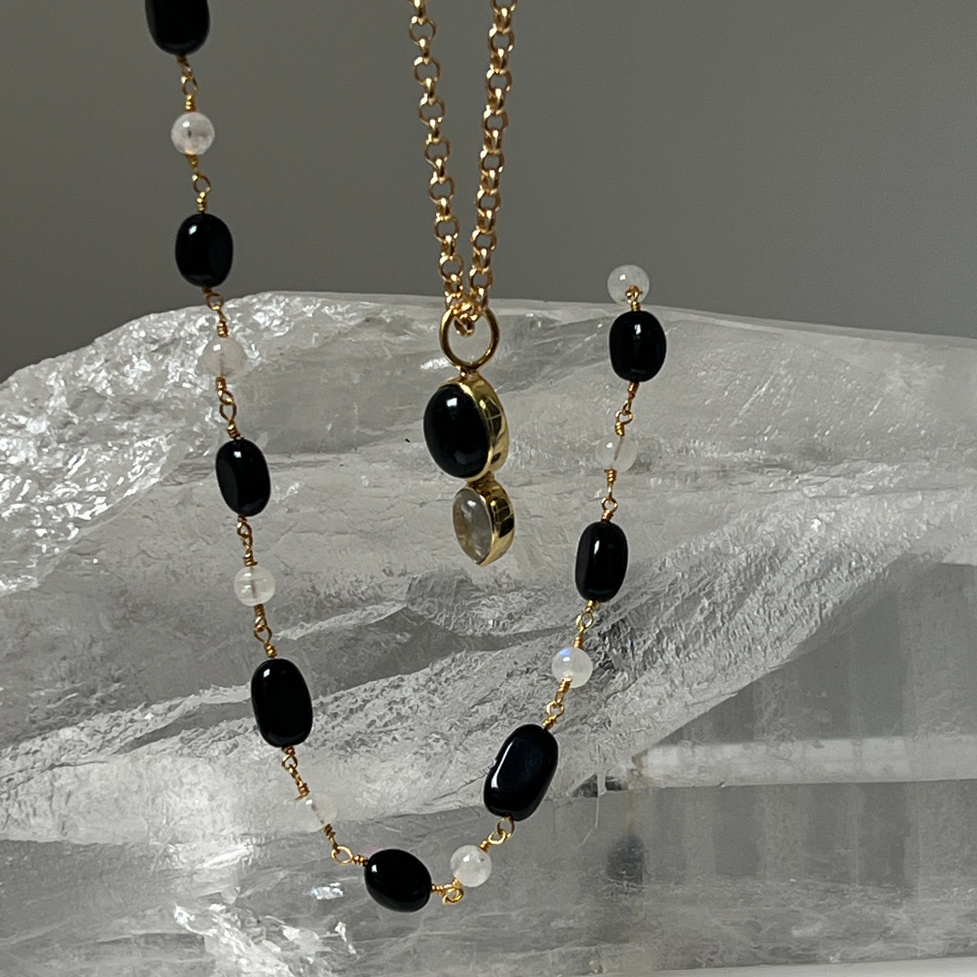 Black Onyx And Moonstone Rosary
