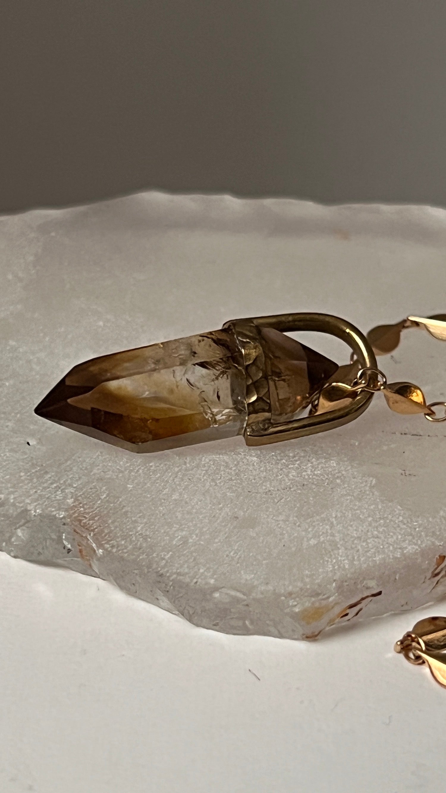 Unique Smokey Quartz Double Point Pendant Bridge set