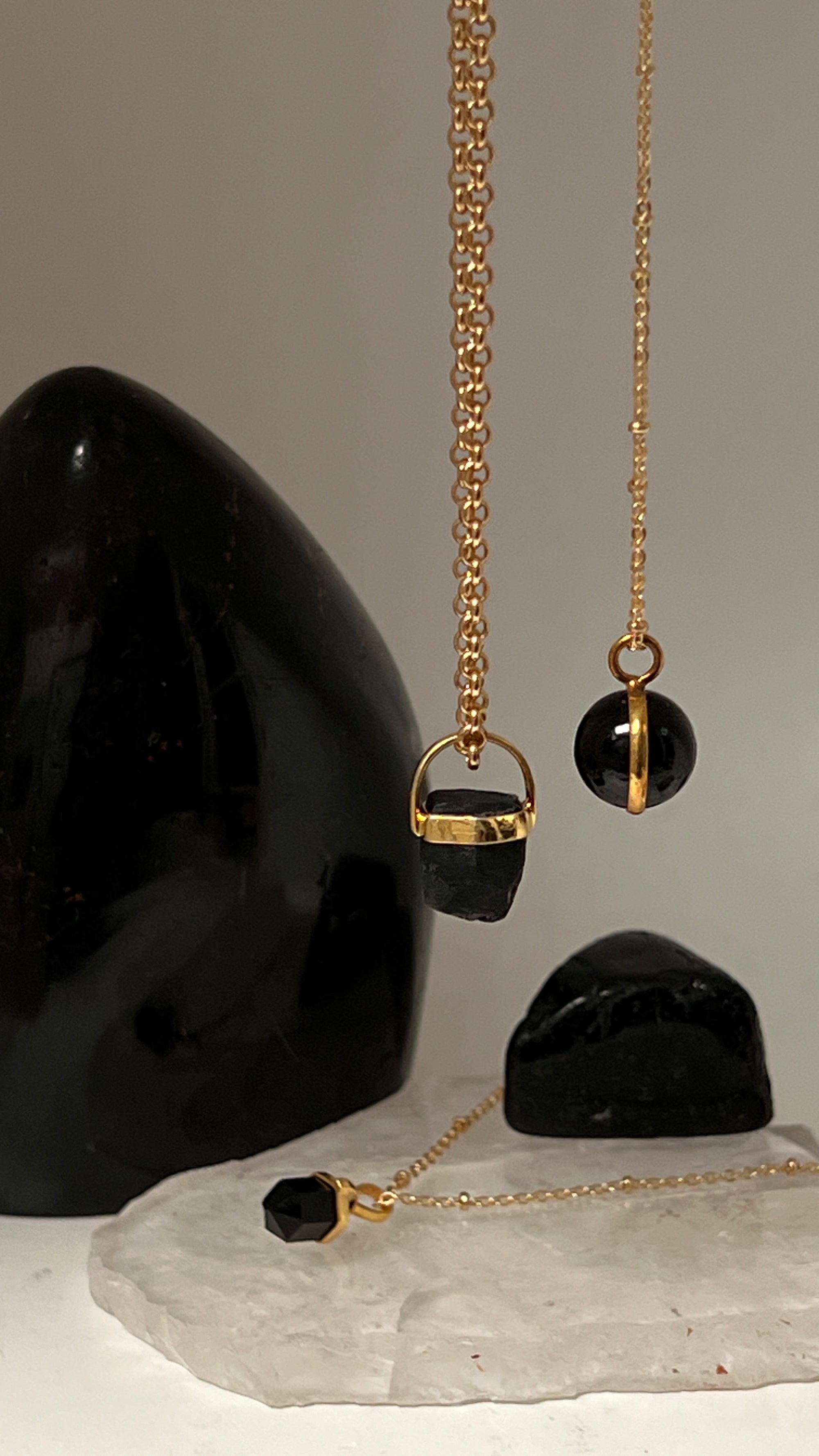 Black Raw Tourmaline Bridge Set Pendant