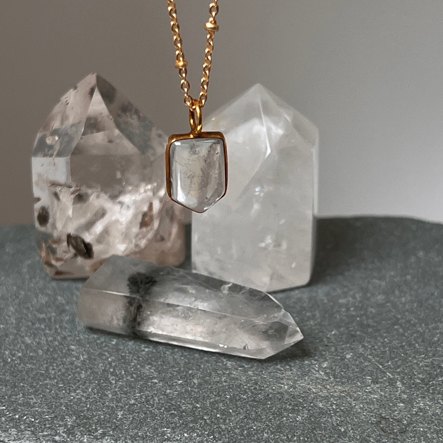 white Phantom crystal Point from madagascar