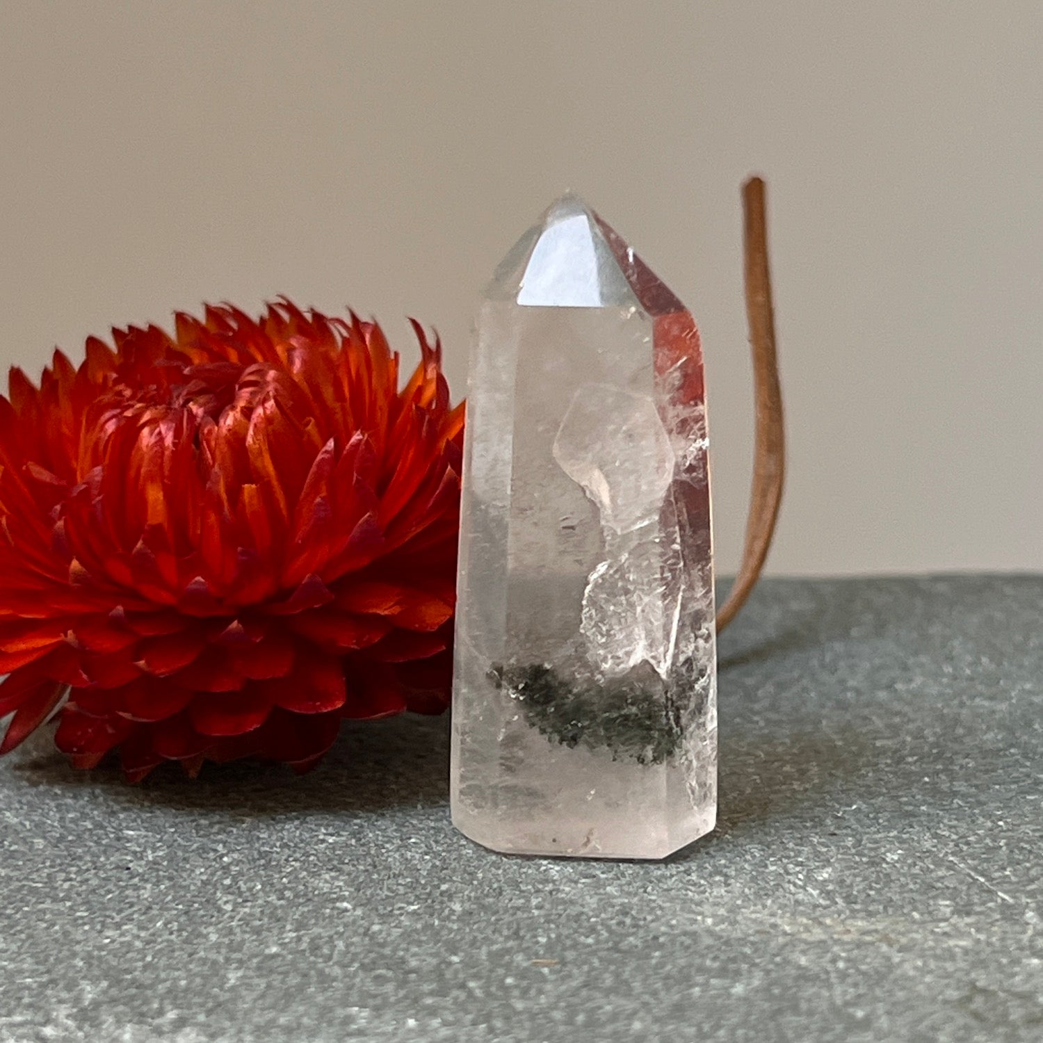 Unique short rock crystal Actinolite