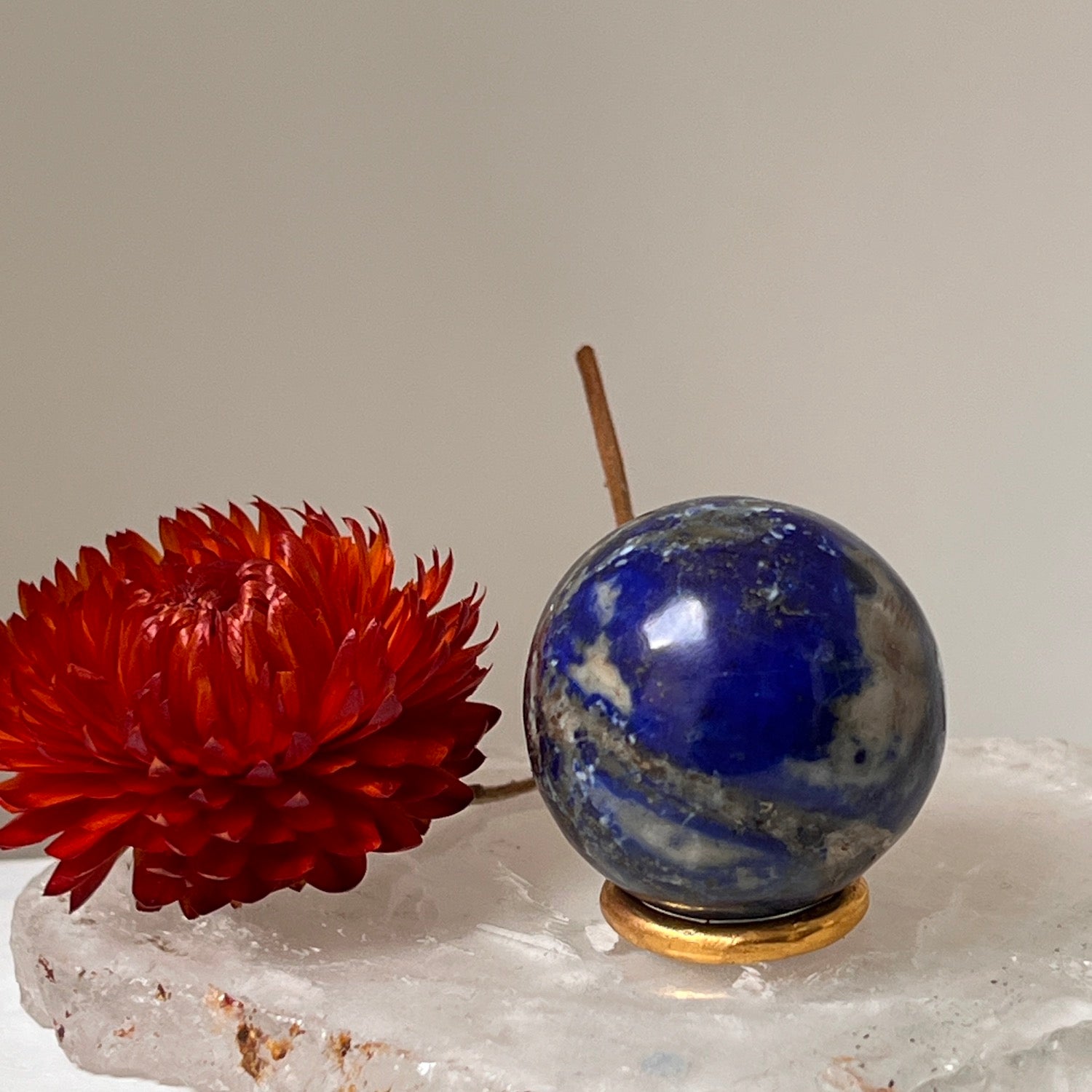 Lapis Lazuli Small sphere with brass stand