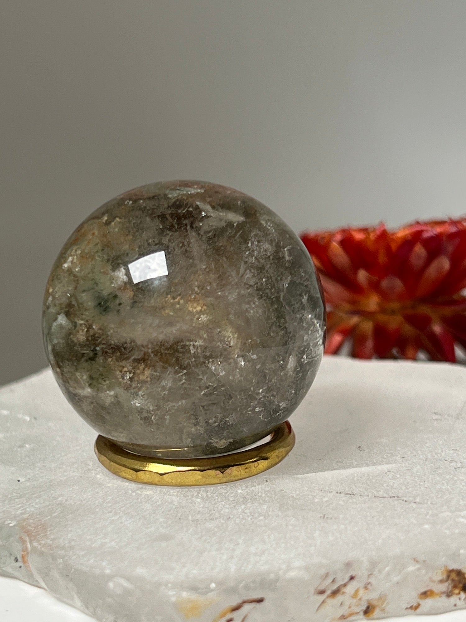 Unique Lodolite Quartz sphere Garden from Brazil