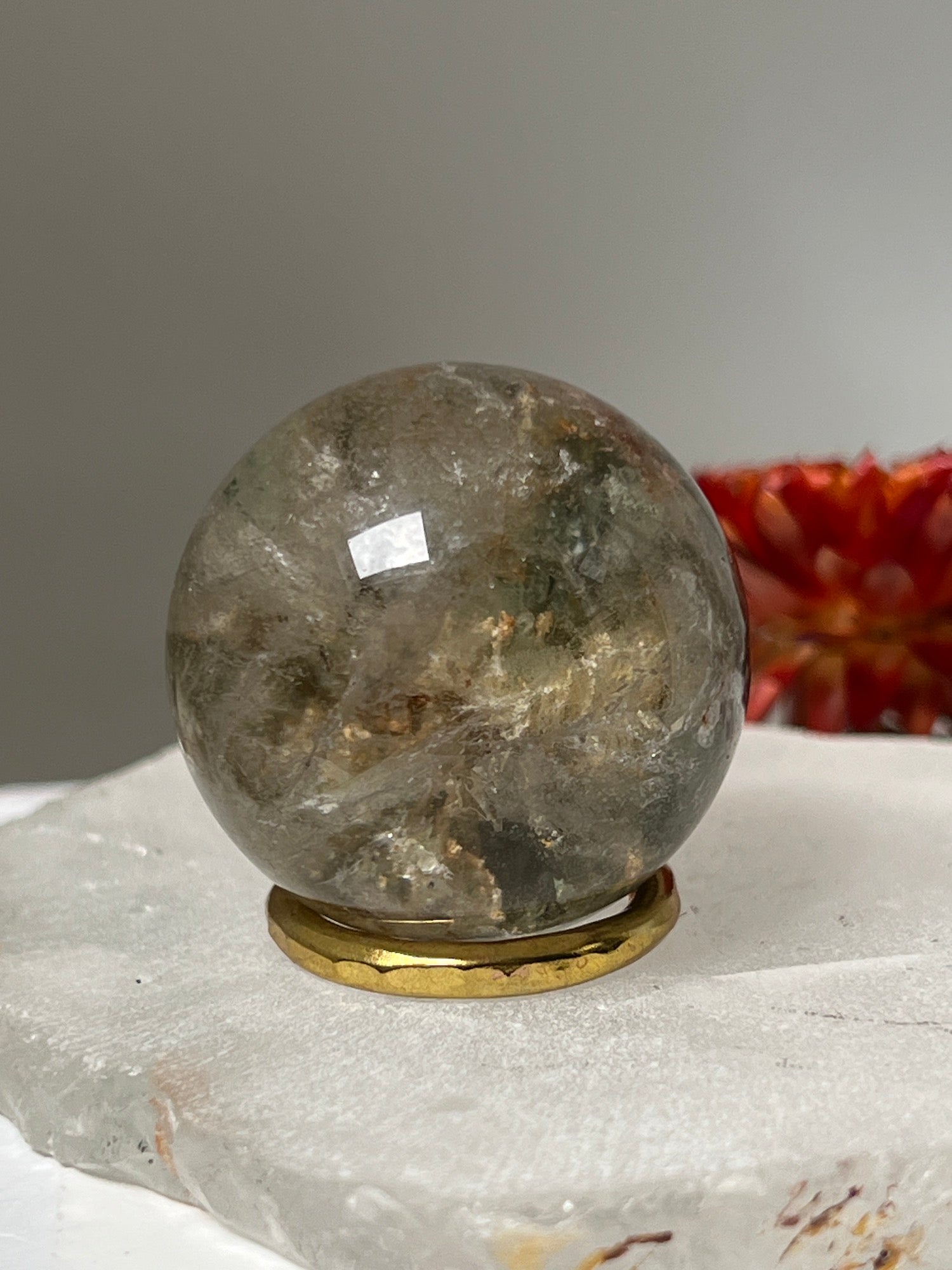 Unique Lodolite Quartz sphere Garden from Brazil