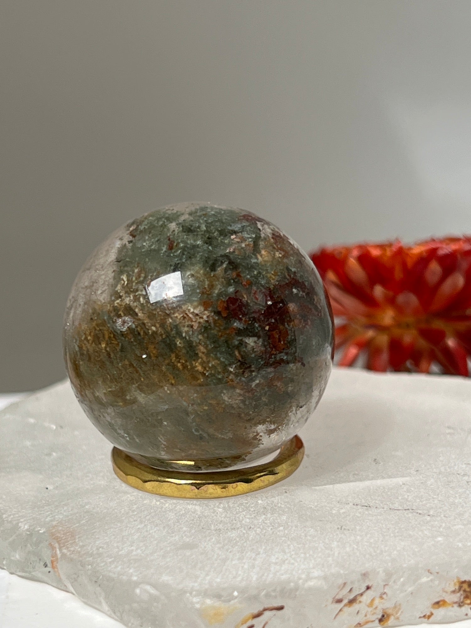 Unique Lodolite Quartz sphere Garden from Brazil