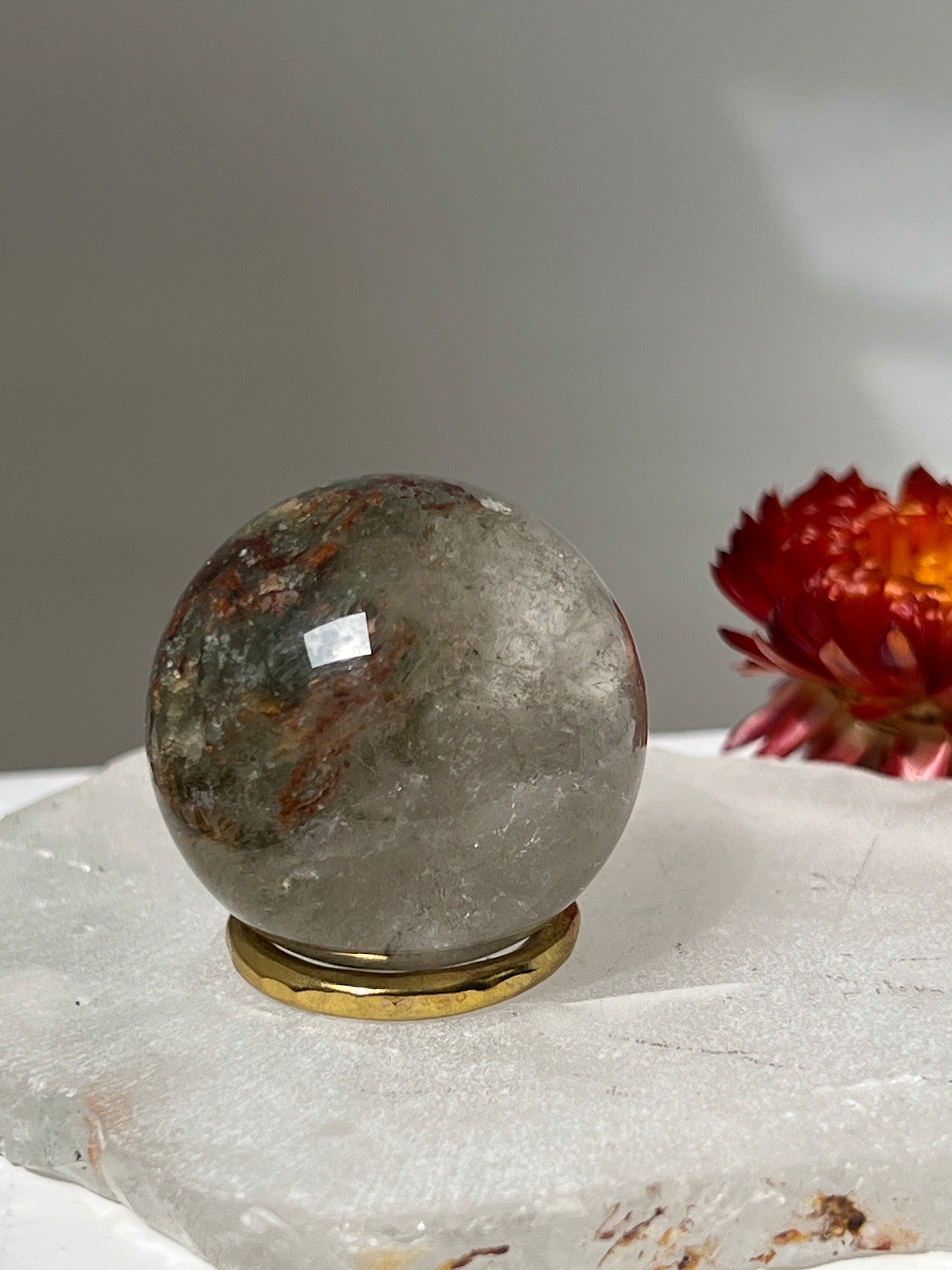 Unique Lodolite Quartz sphere Garden from Brazil