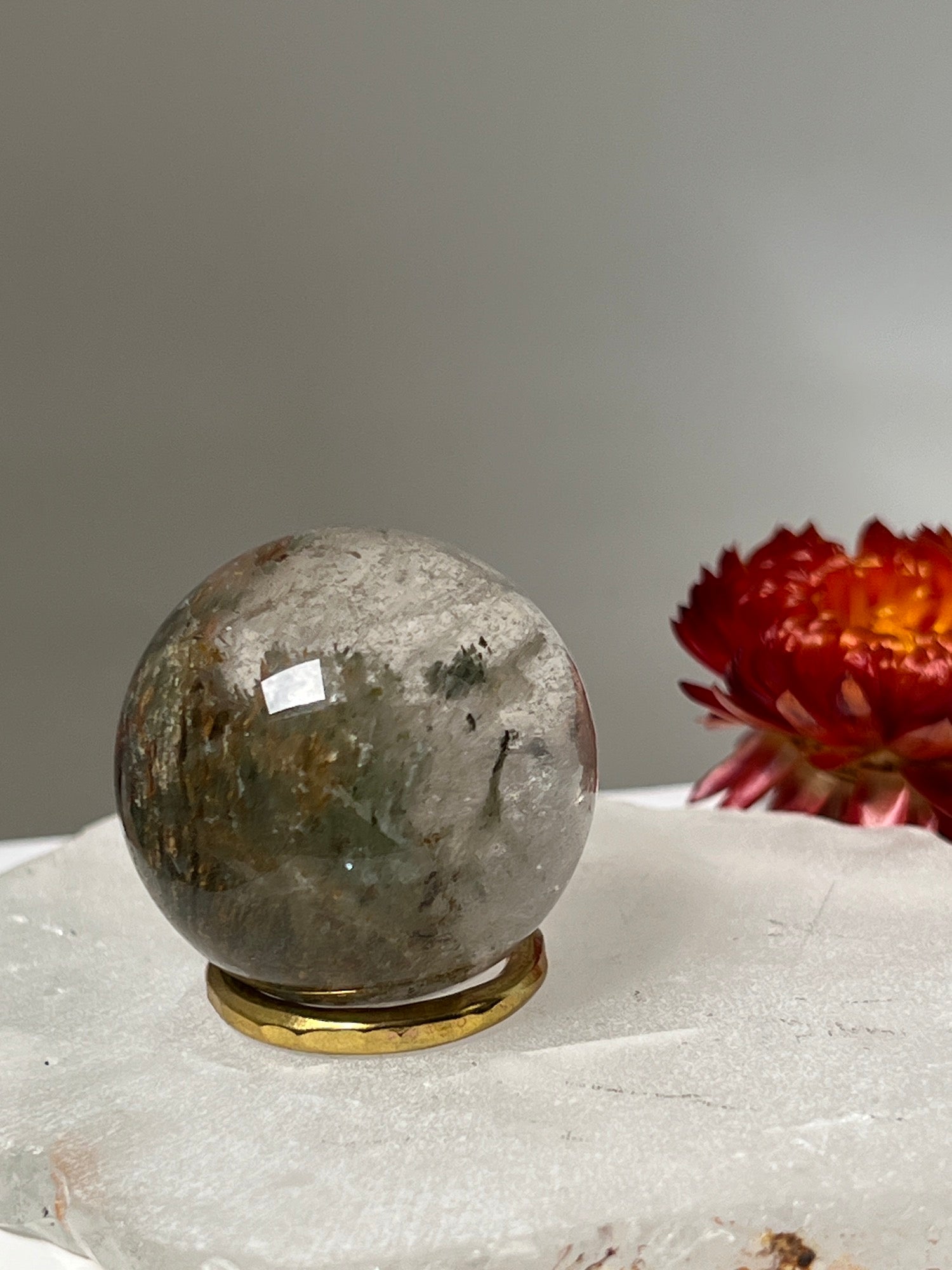Unique Lodolite Quartz sphere Garden from Brazil